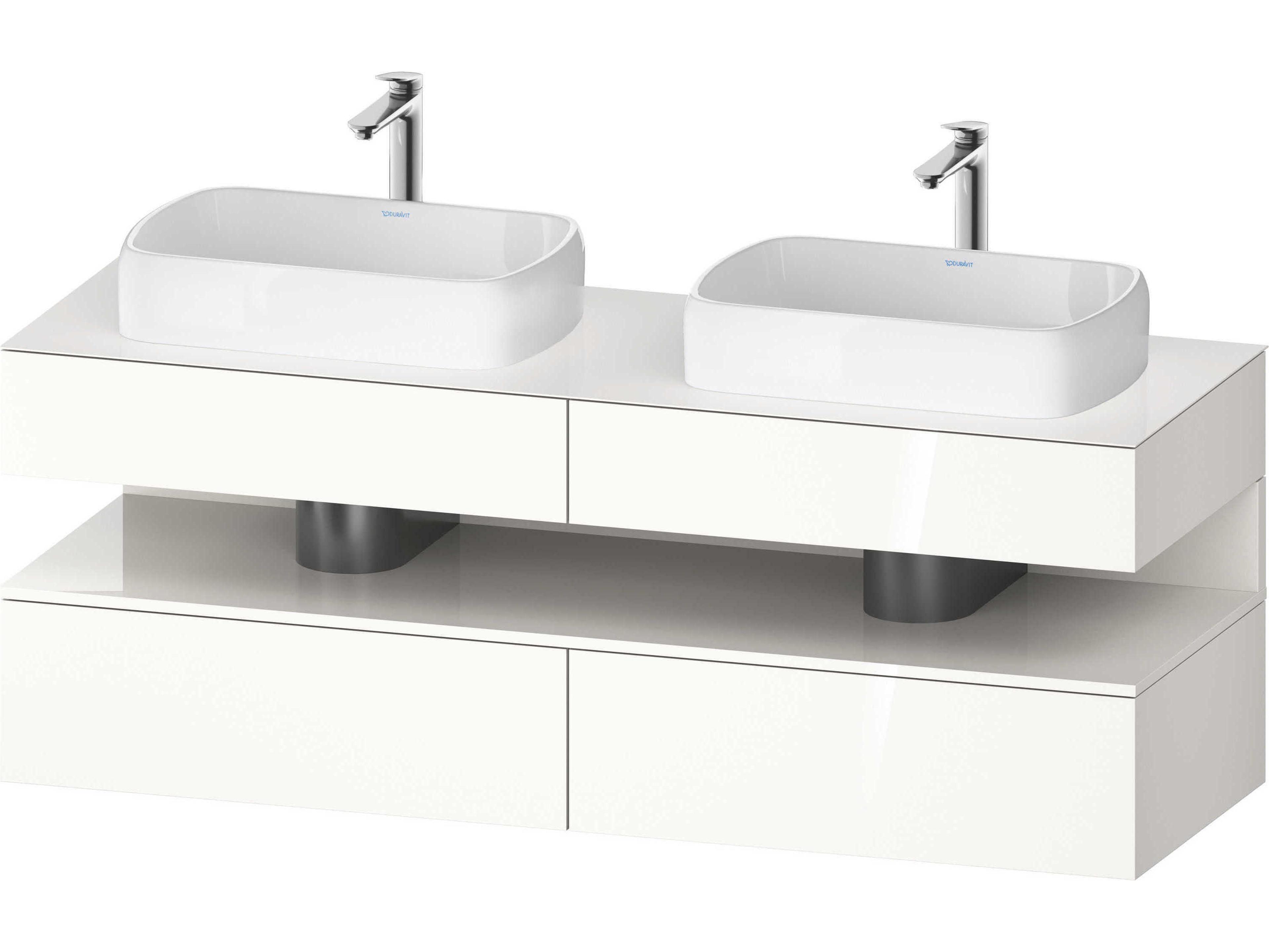 Qatego 63'' White High Gloss Wall-Mounted Vanity Unit