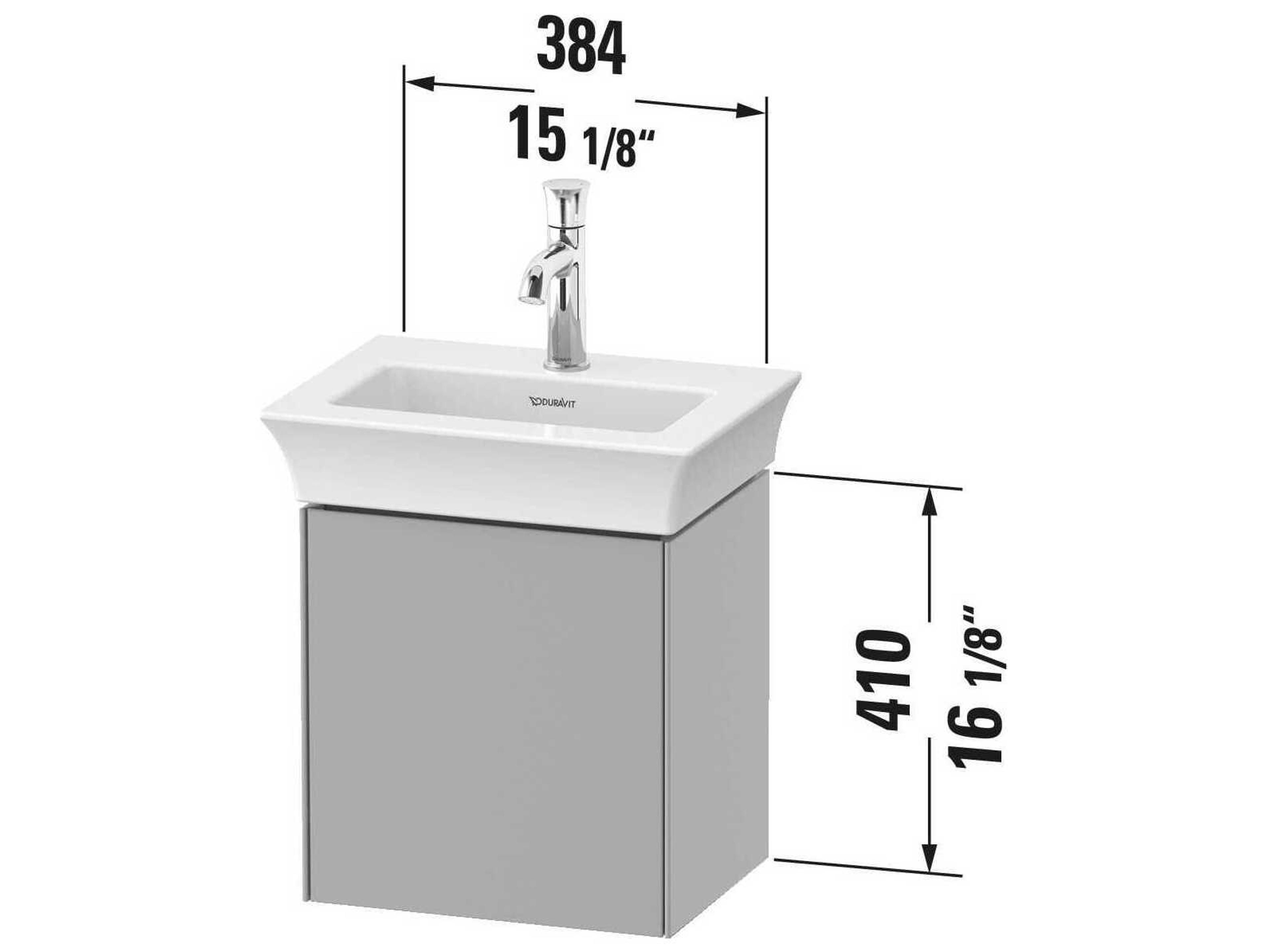 Duravit White Tulip 15'' Stone Gray Satin Wall-Mounted Vanity Unit - Left Hand Hinge