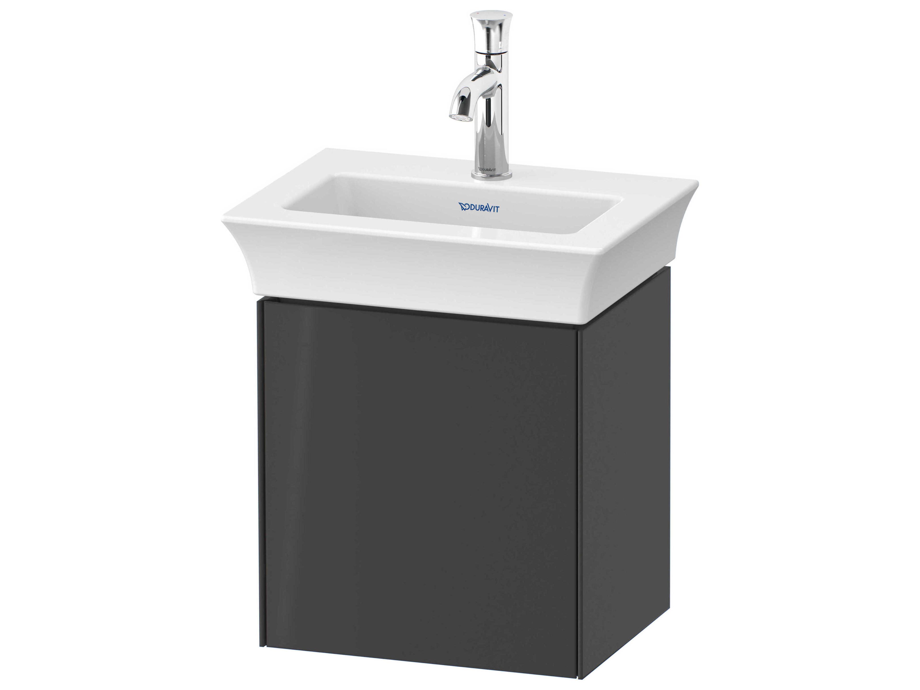 Duravit White Tulip 15'' Graphite High Gloss Wall-Mounted Vanity Unit - Right Hand Hinge