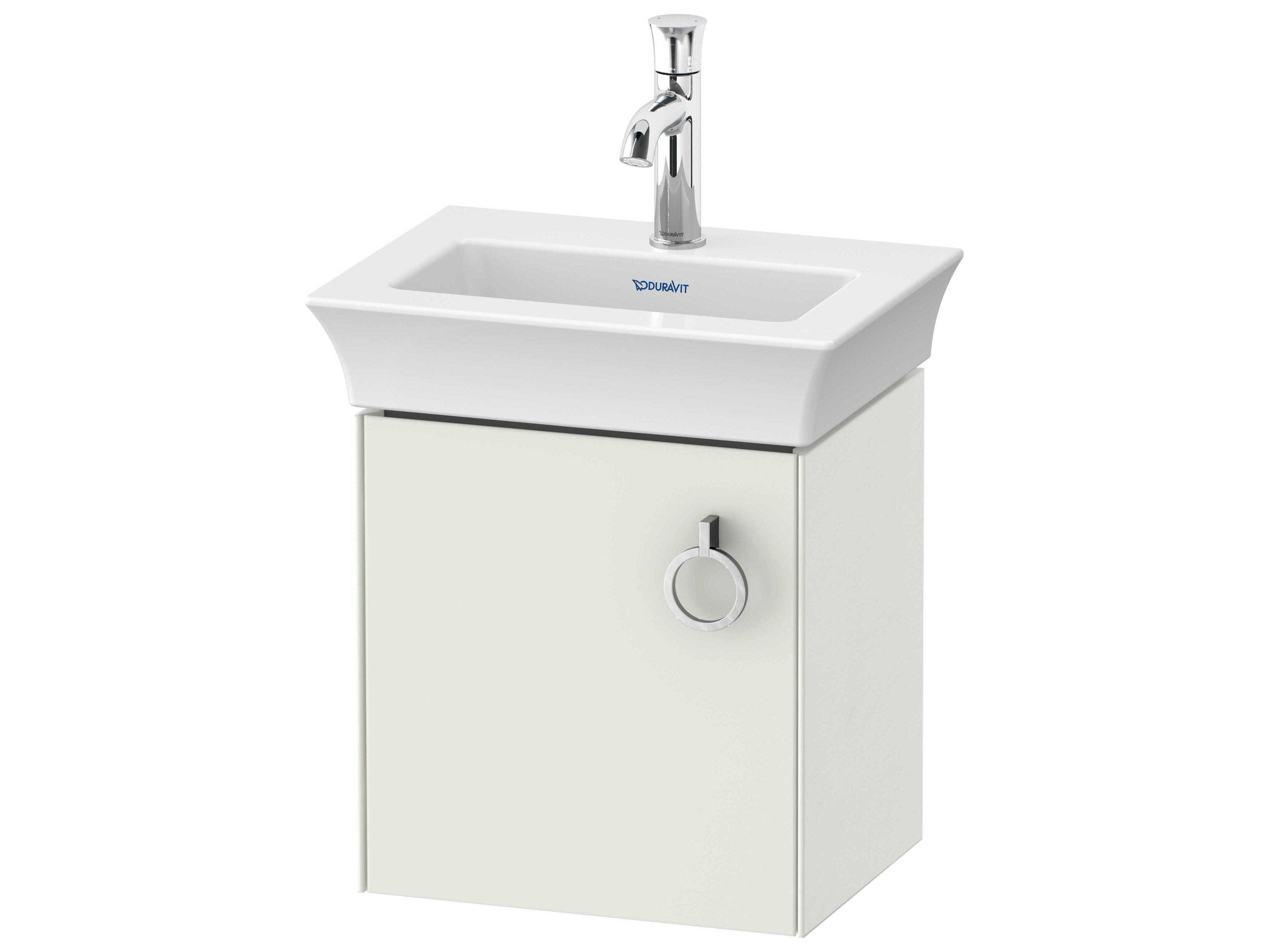 White Tulip 15'' White Satin Matte Wall-Mounted Vanity Unit - Left Hand Hinge