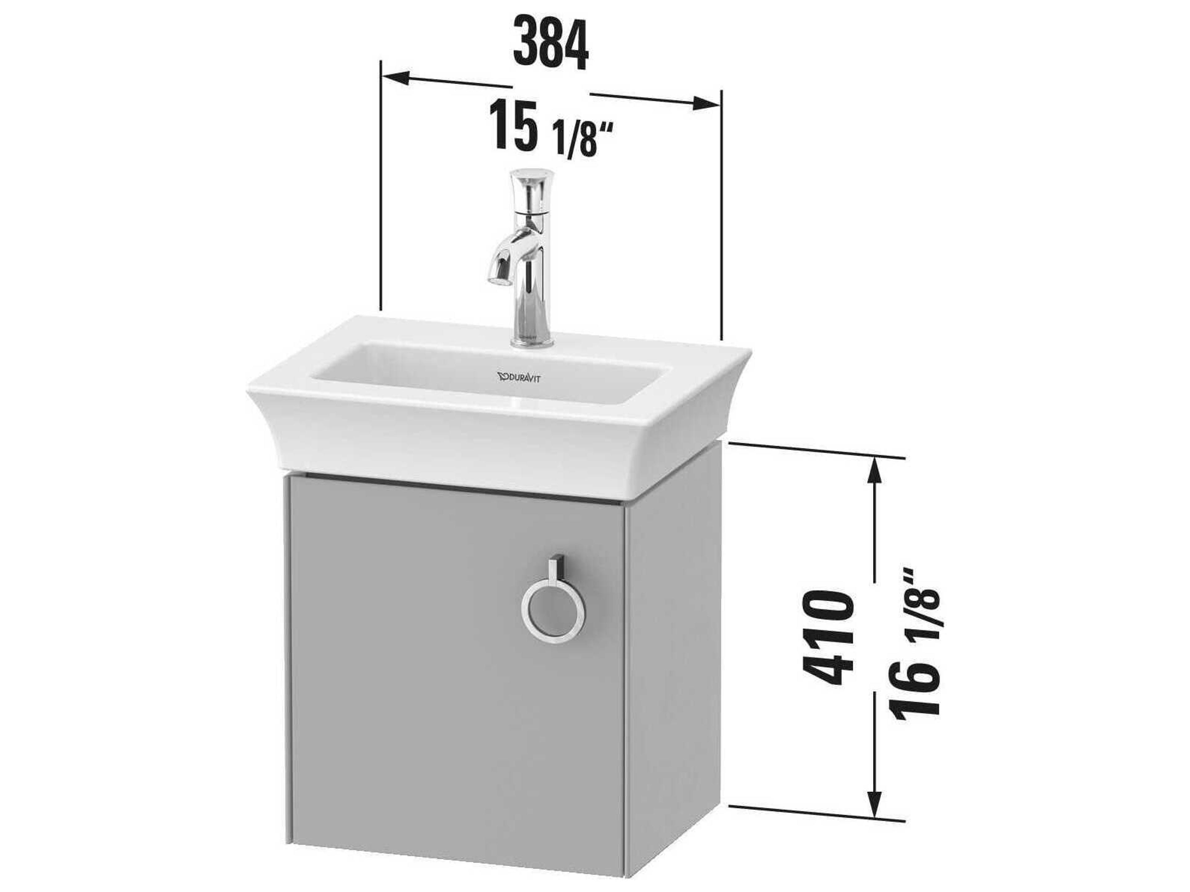 Duravit White Tulip 15'' White Satin Matte Wall-Mounted Vanity Unit - Left Hand Hinge