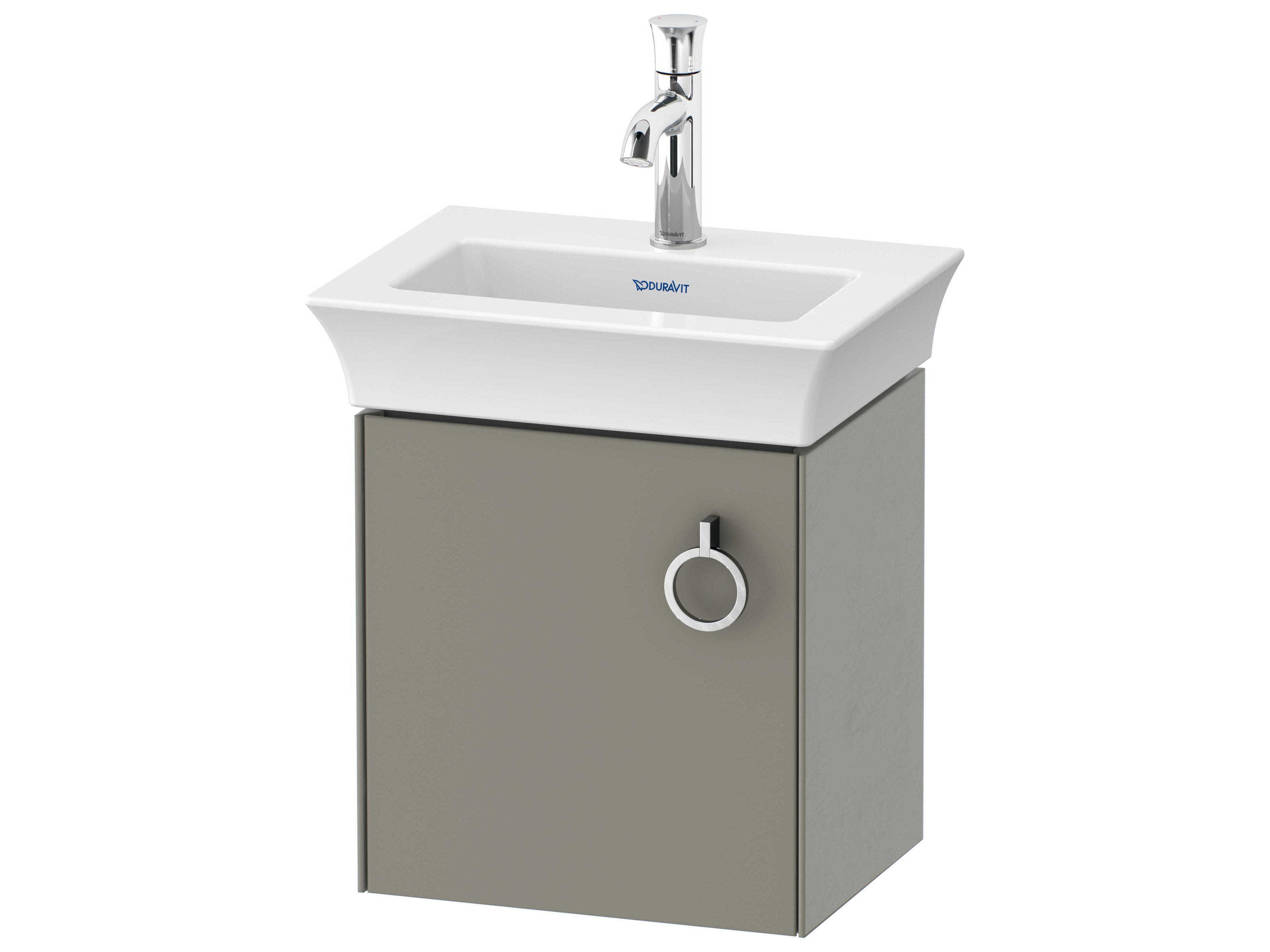 White Tulip 15'' Stone Gray Satin Wall-Mounted Vanity Unit - Left Hand Hinge