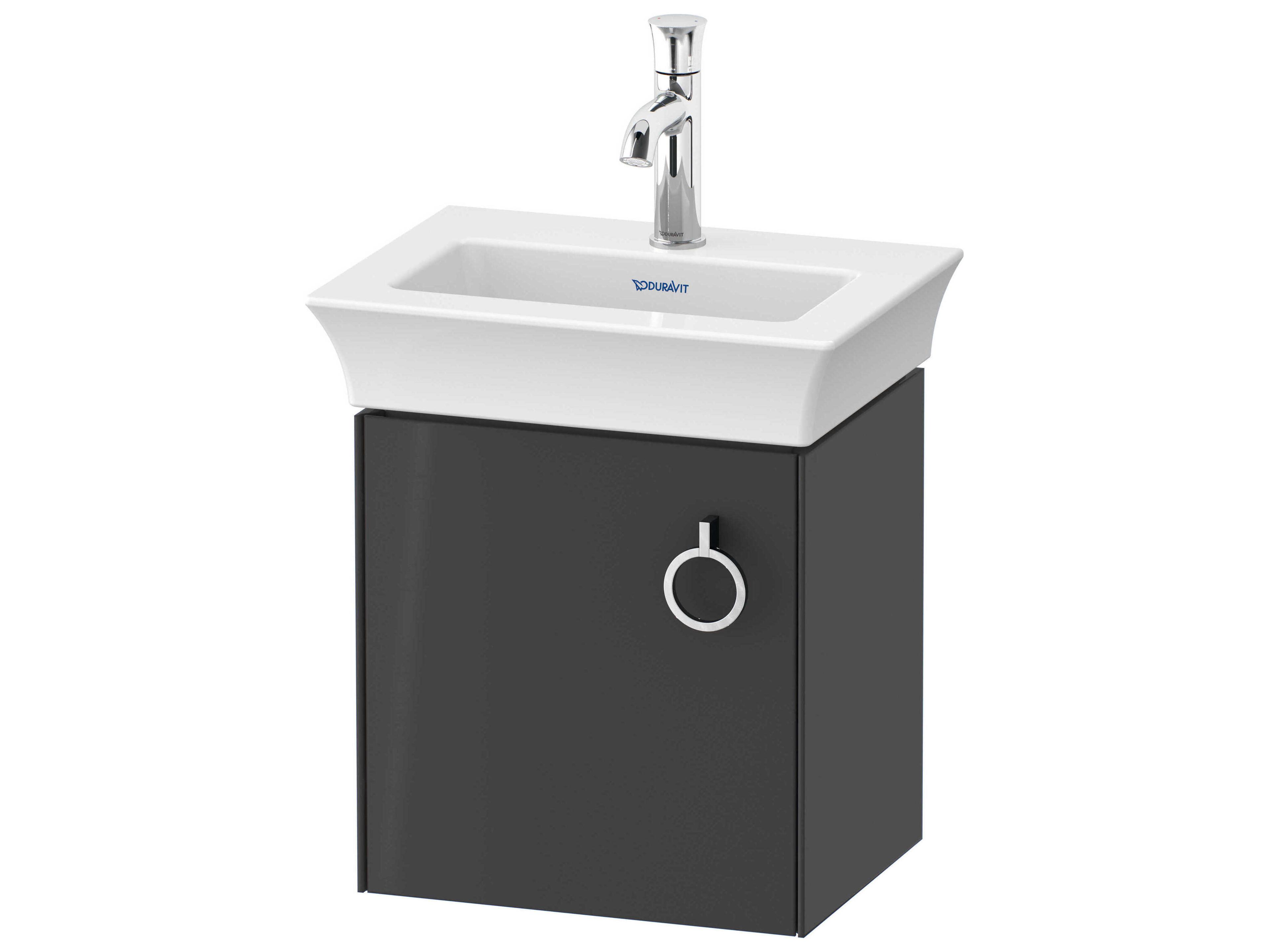 White Tulip 15'' Graphite High Gloss Wall-Mounted Vanity Unit - Left Hand Hinge