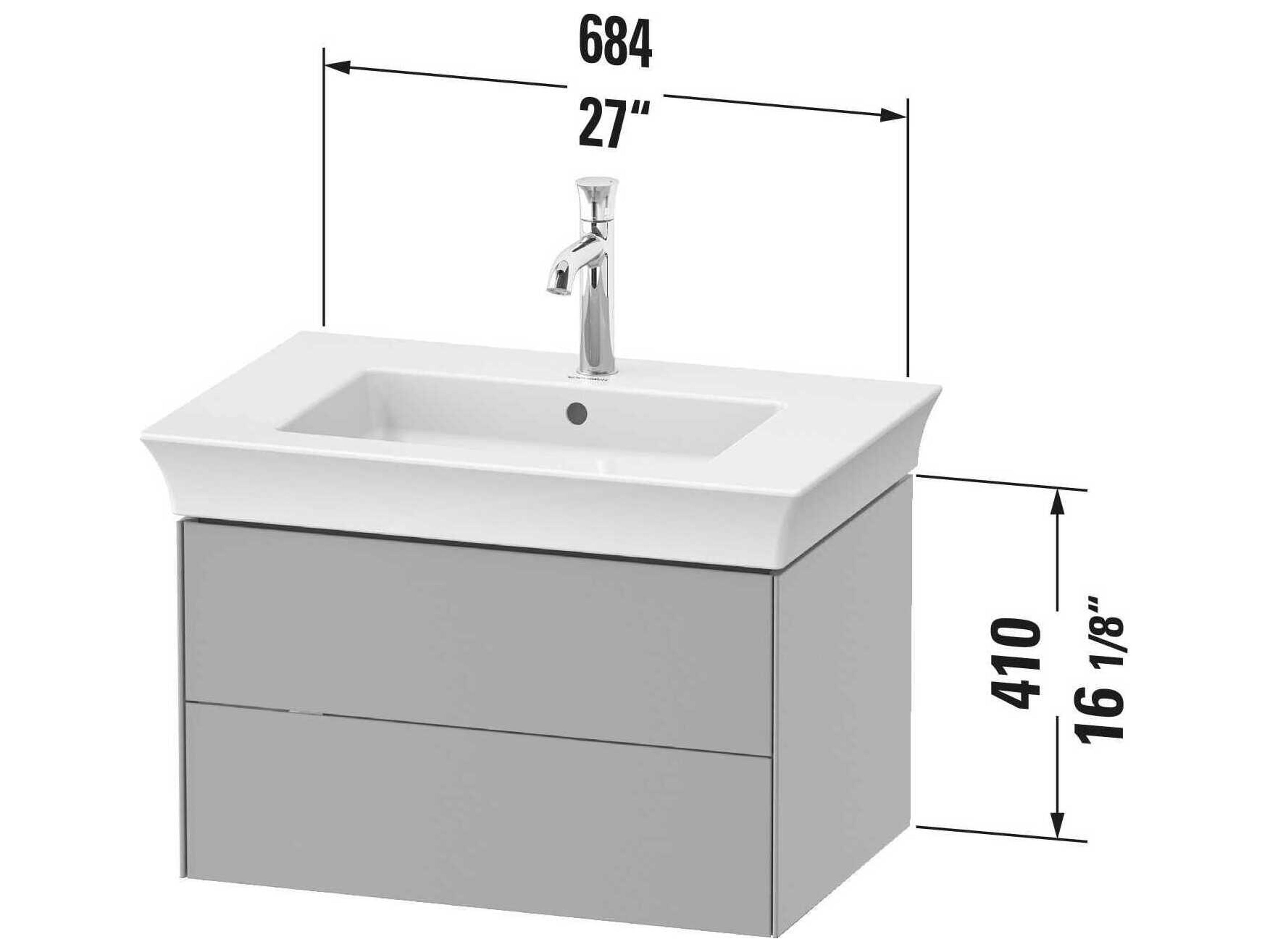 Duravit White Tulip 27'' Graphite Satin Matte Wall-Mounted Vanity Unit