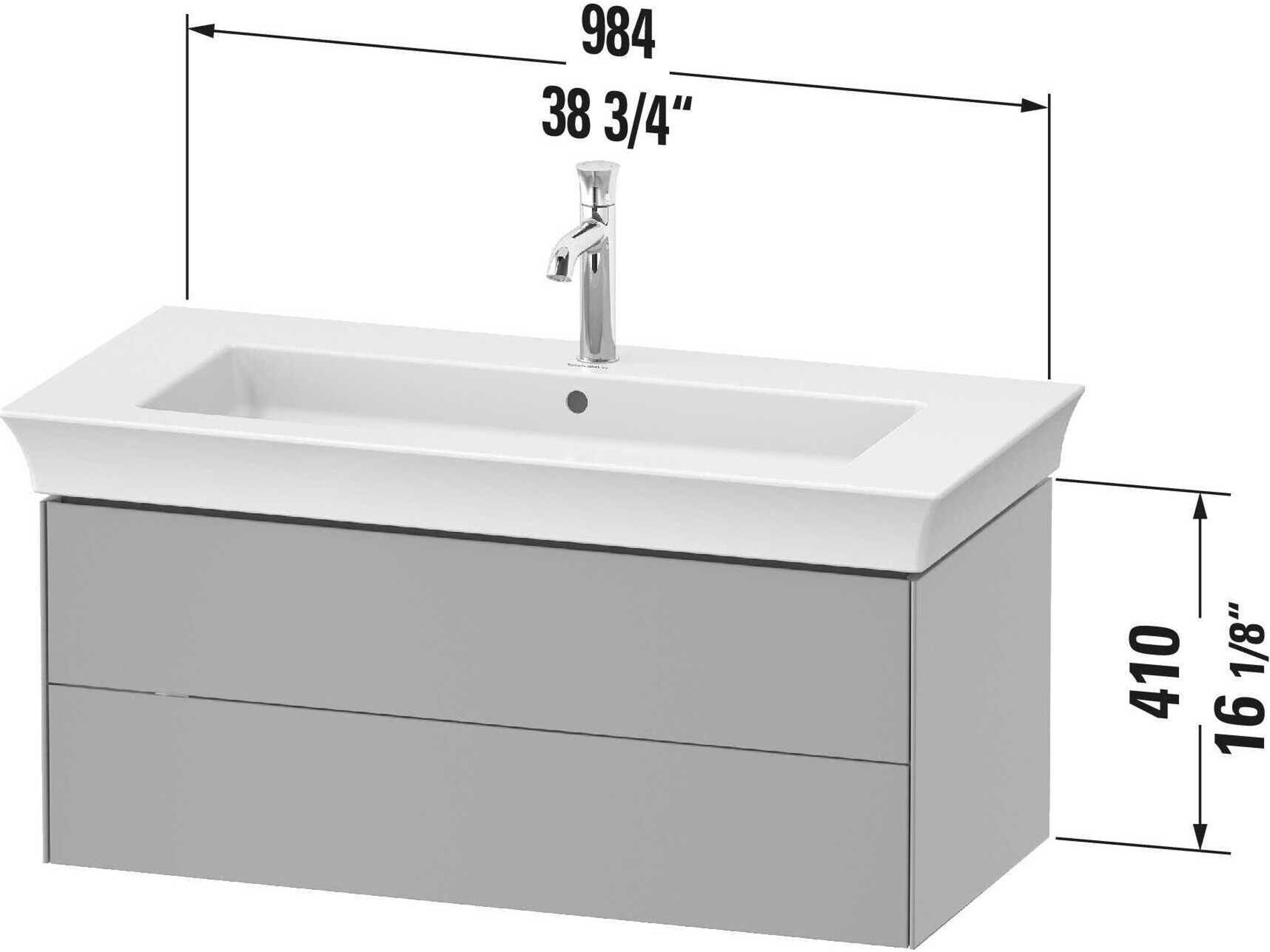 Duravit White Tulip 39'' Graphite High Gloss Wall-Mounted Vanity Unit
