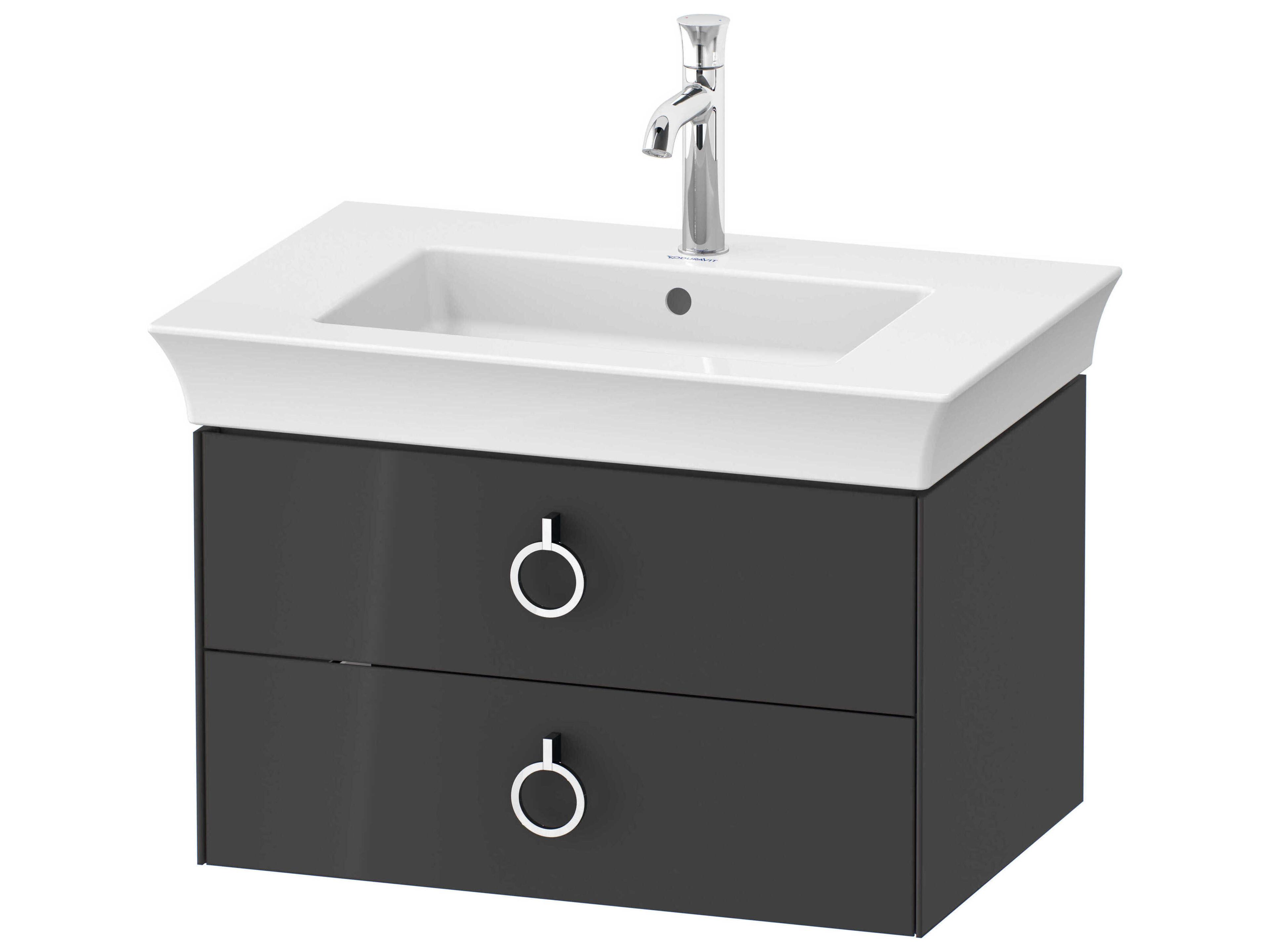 White Tulip 27'' Graphite High Gloss Wall-Mounted Vanity Unit