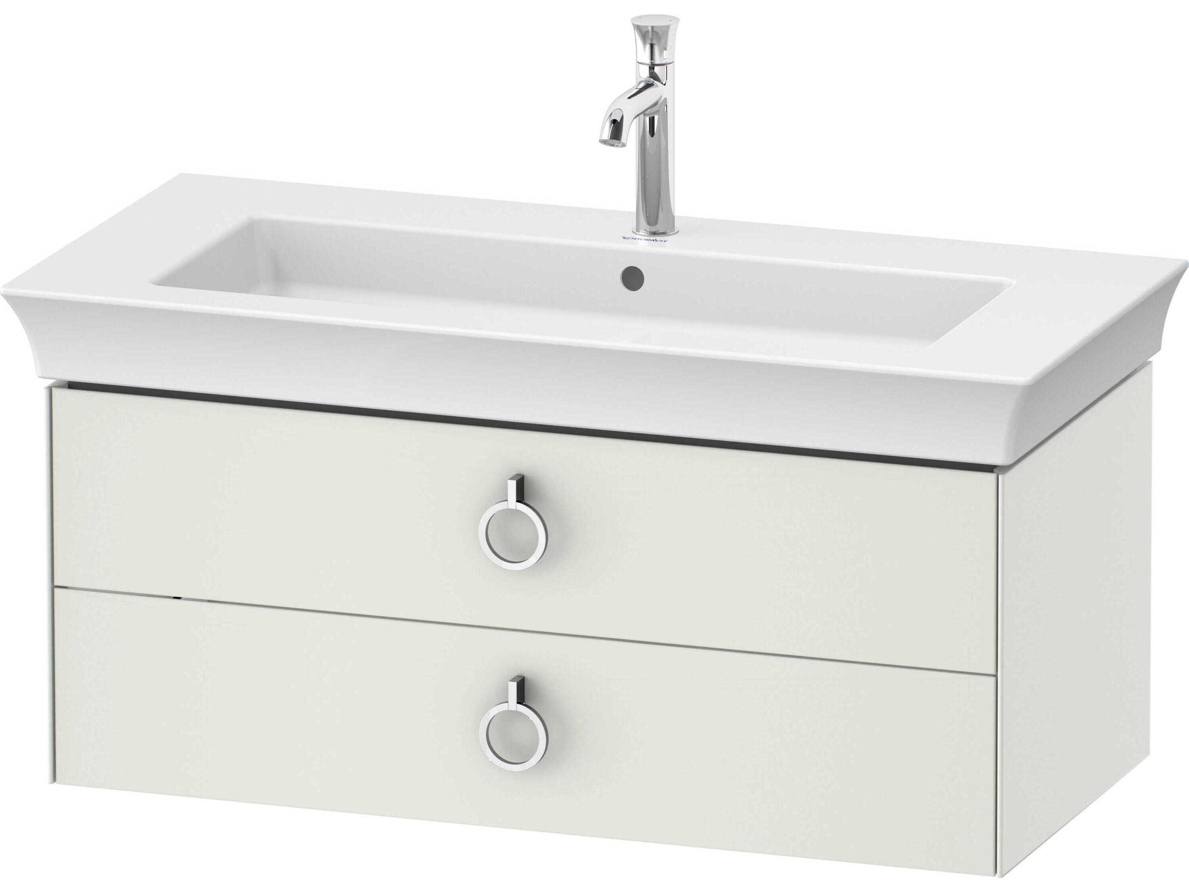 White Tulip 39'' White Satin Matte Wall-Mounted Vanity Unit