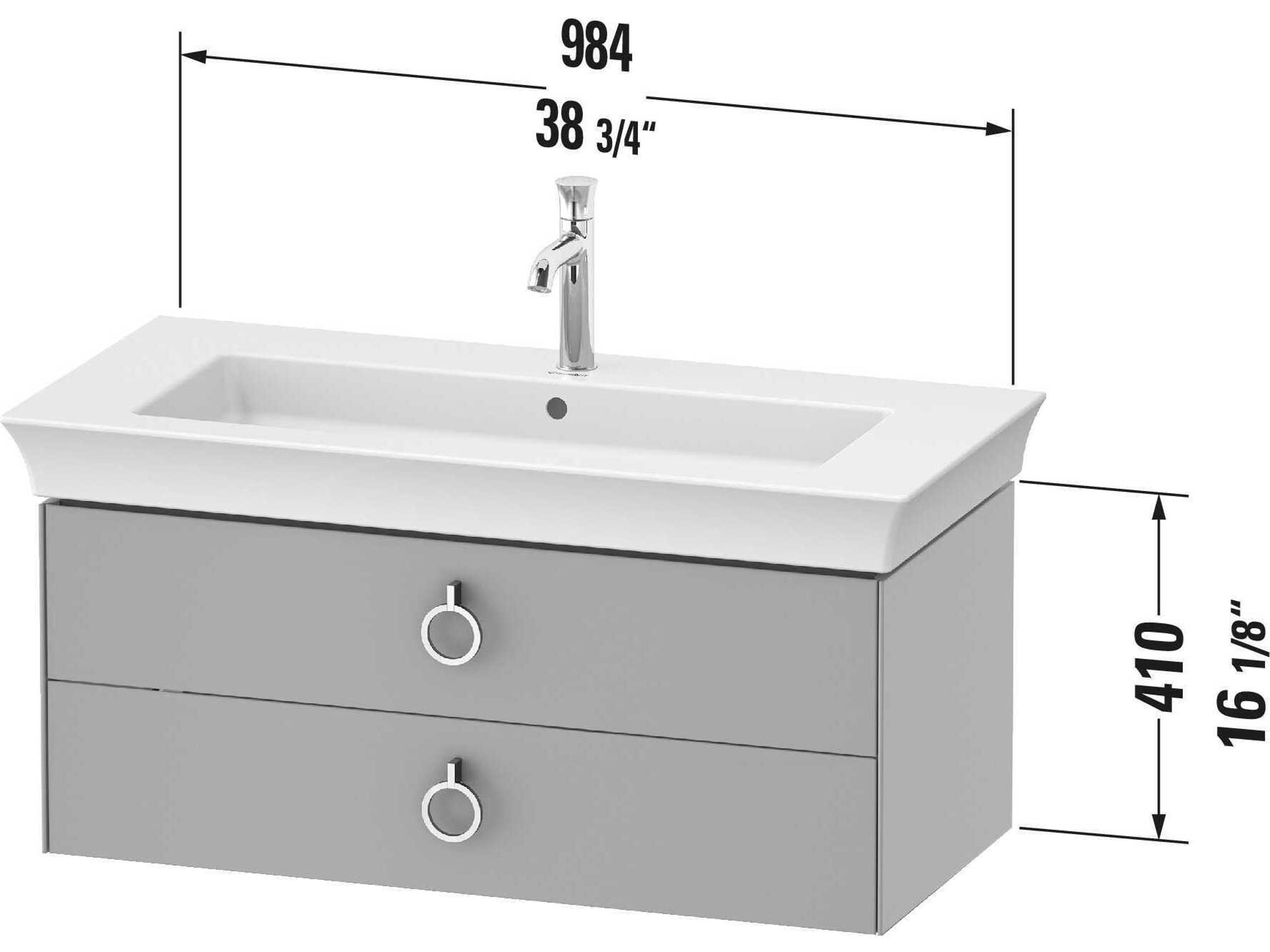 Duravit White Tulip 39'' Graphite Satin Matte Wall-Mounted Vanity Unit