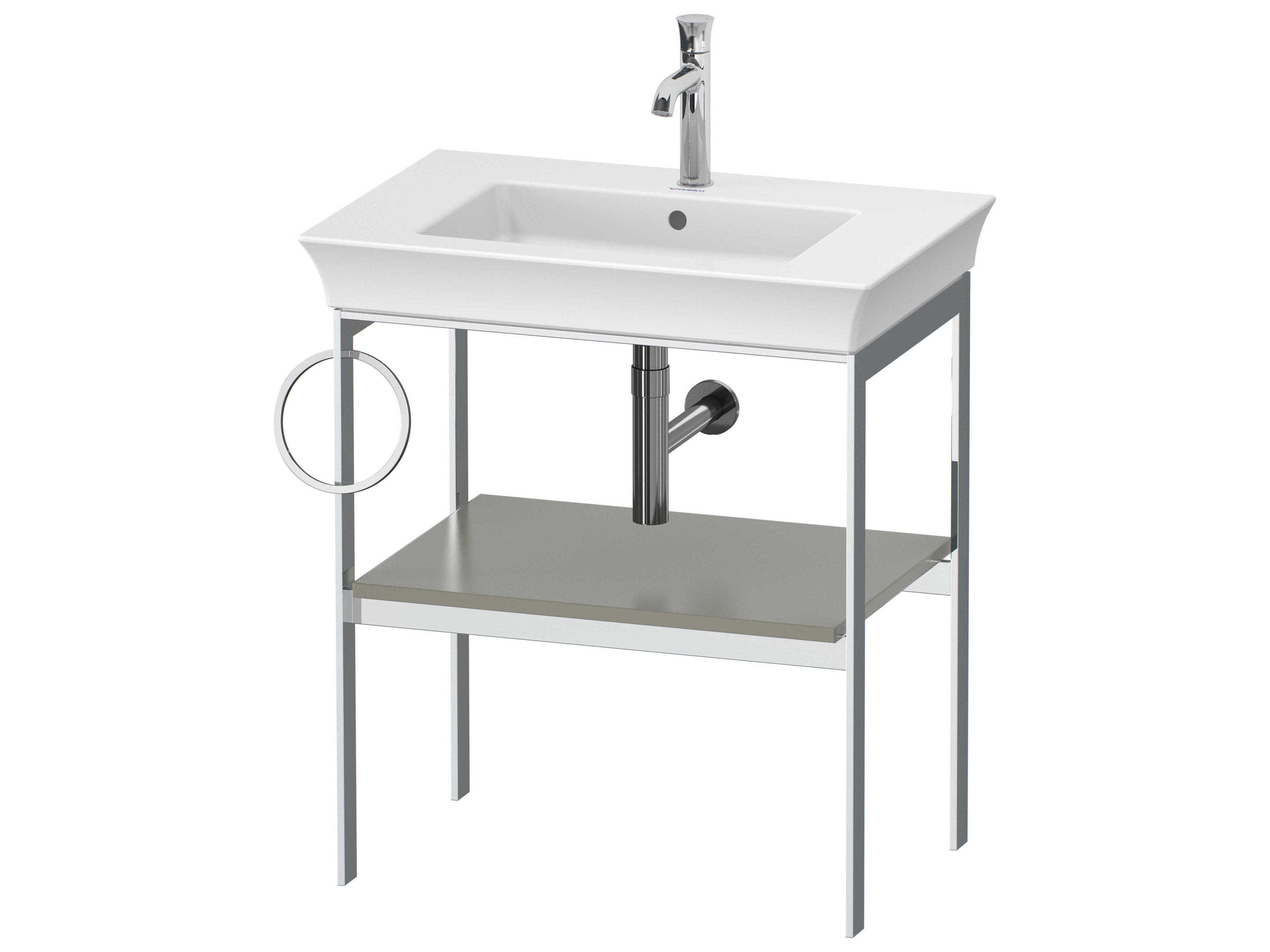 White Tulip 27'' Stone Gray Satin Matt Metal Console Vanity Unit - Left Side Towel Ring