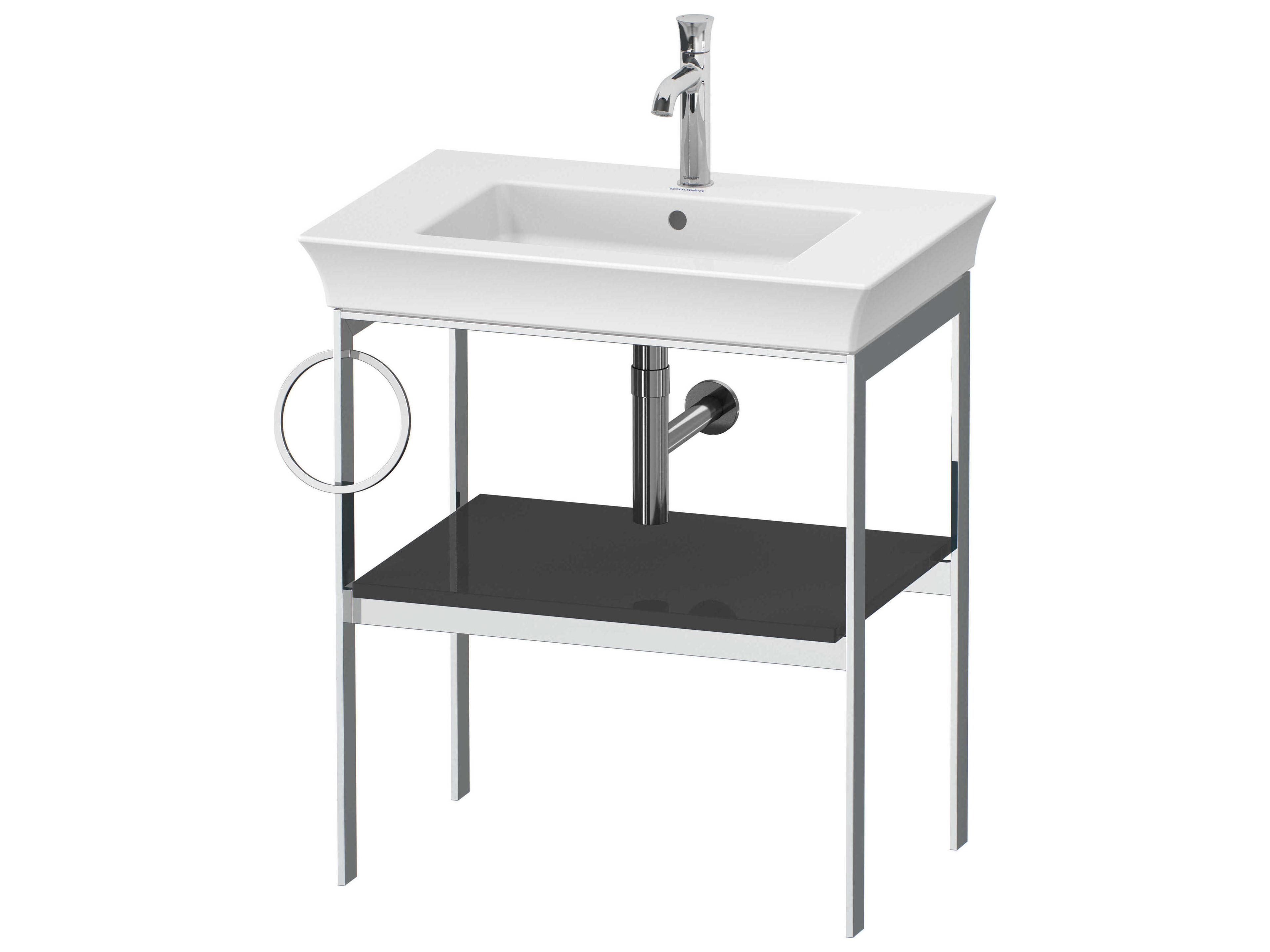 White Tulip 27'' Graphite High Gloss Console Vanity Unit - Left Side Towel Ring
