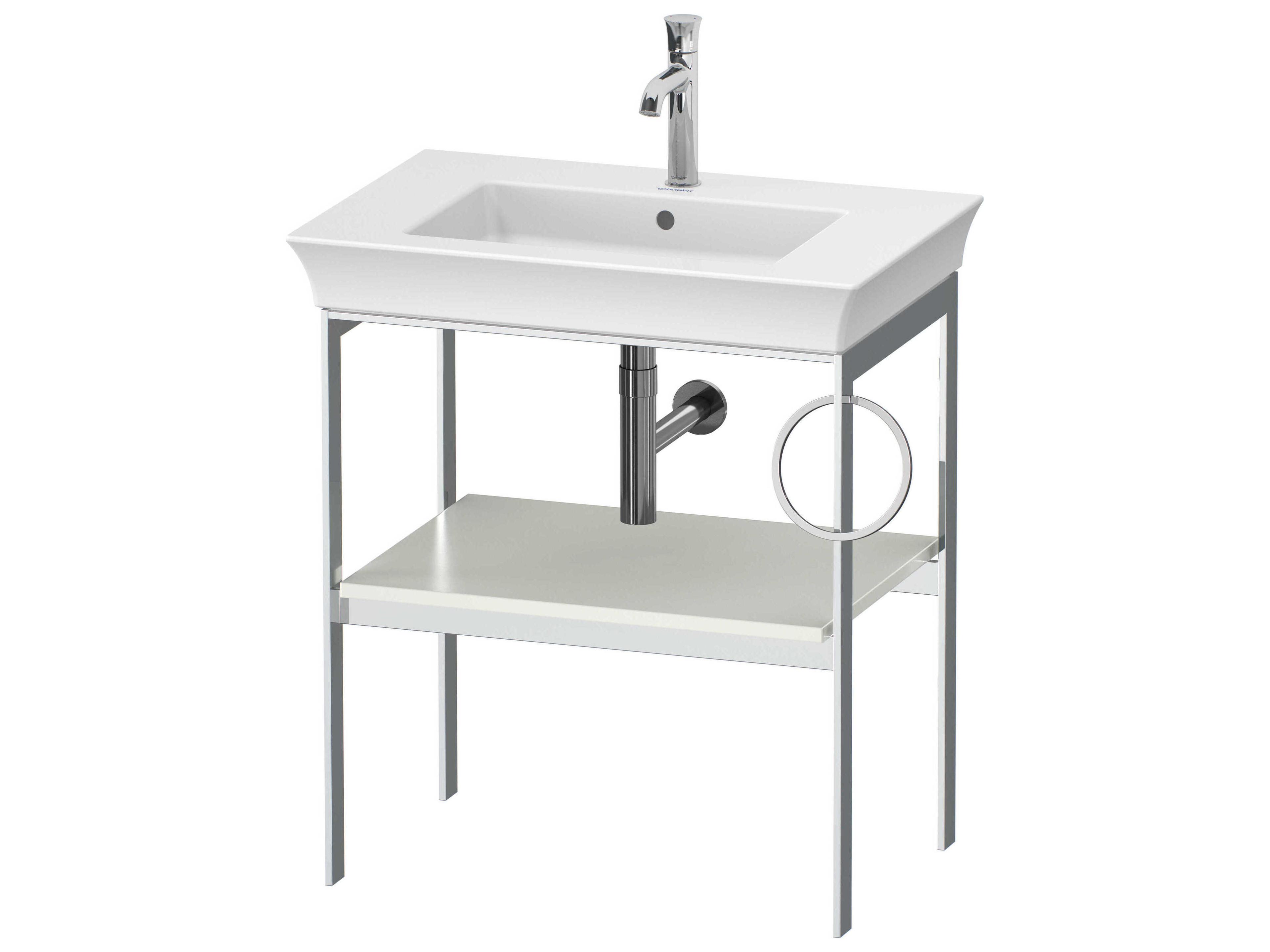 White Tulip 27'' White Satin Matt Metal Console Vanity Unit - Right Side Towel Ring