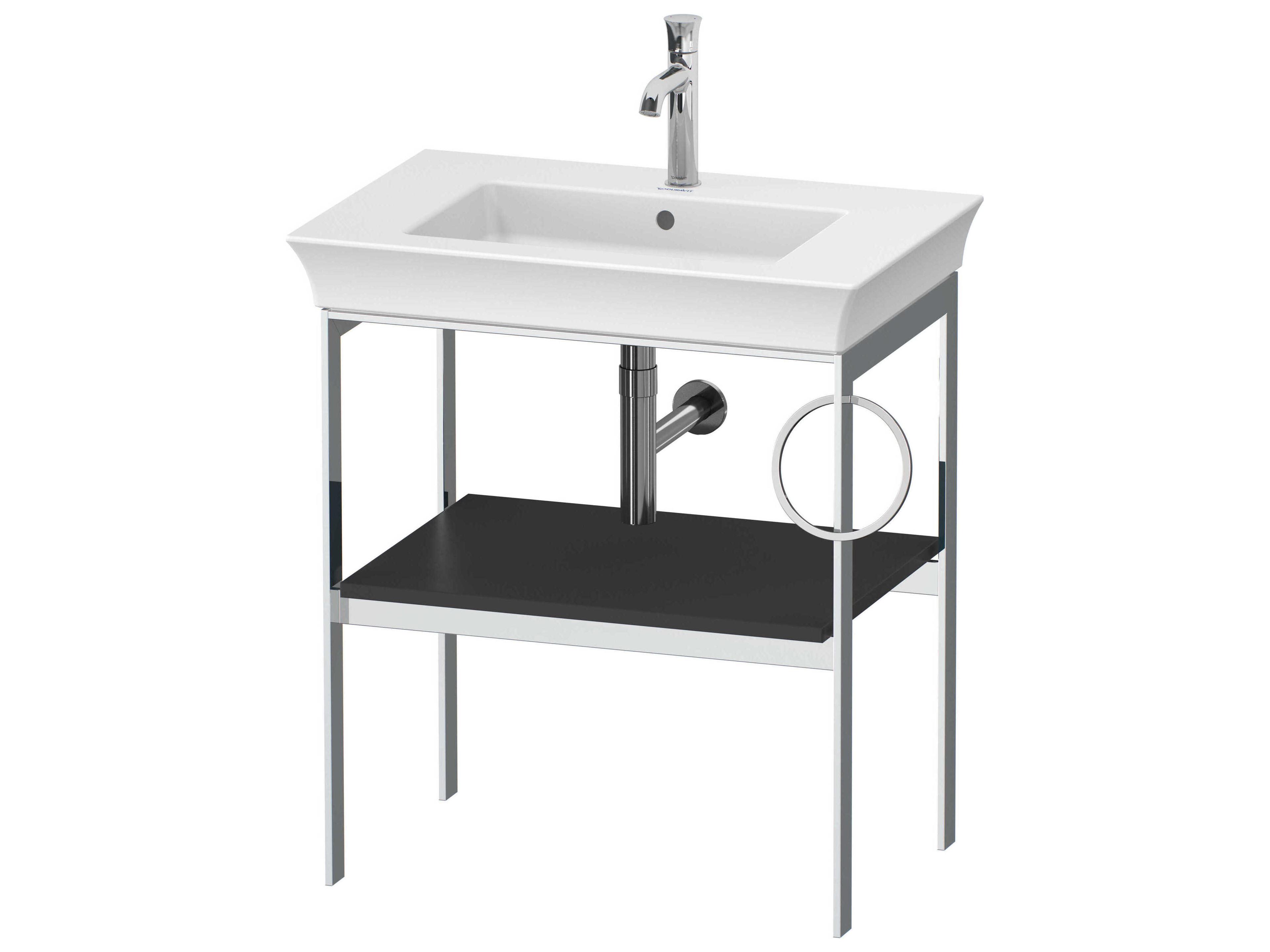White Tulip 27'' Black Metal Console Vanity Unit - Right Side Towel Ring