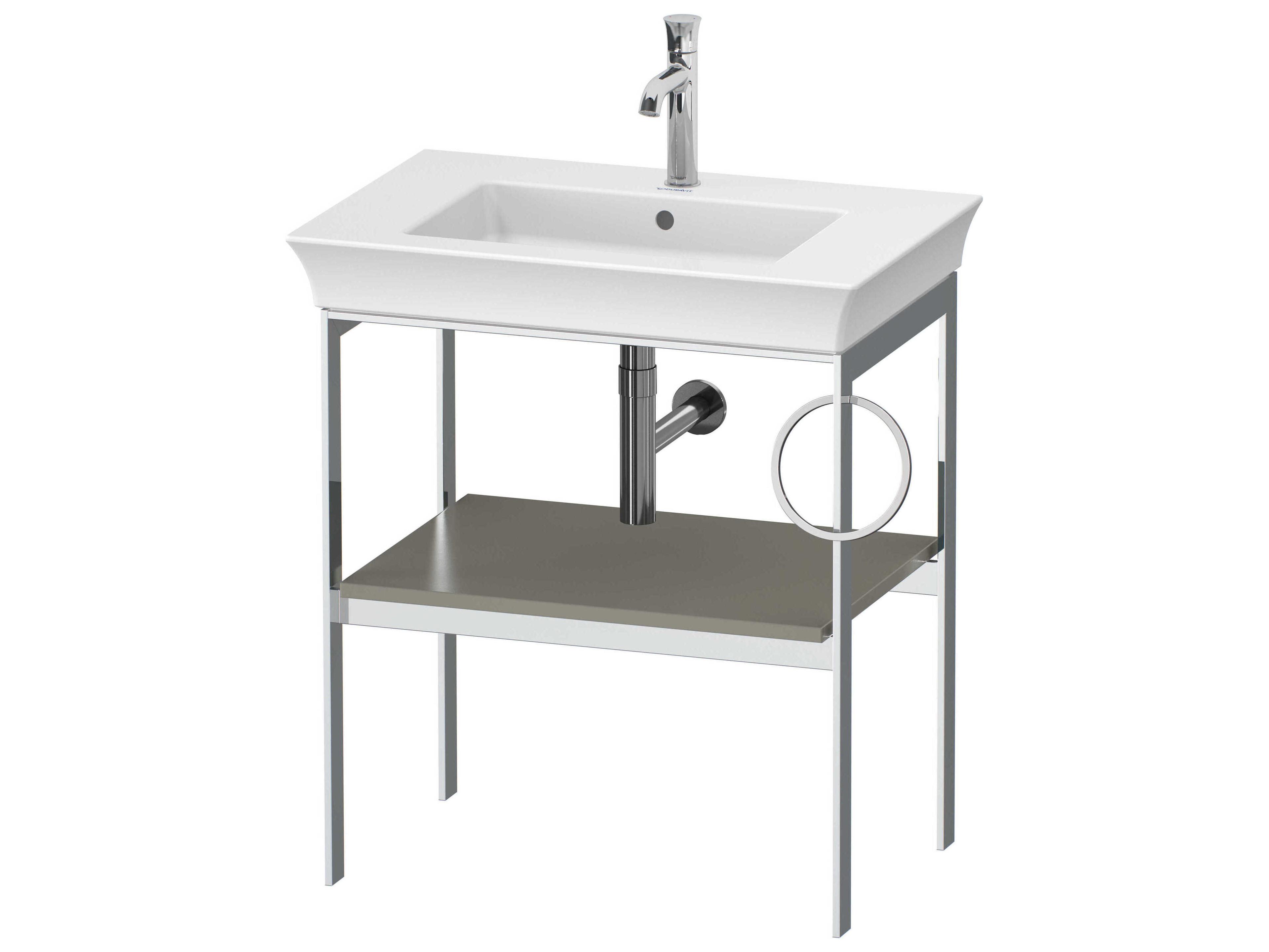 White Tulip 27'' Stone Gray Satin Matt Metal Console Vanity Unit - Right Side Towel Ring