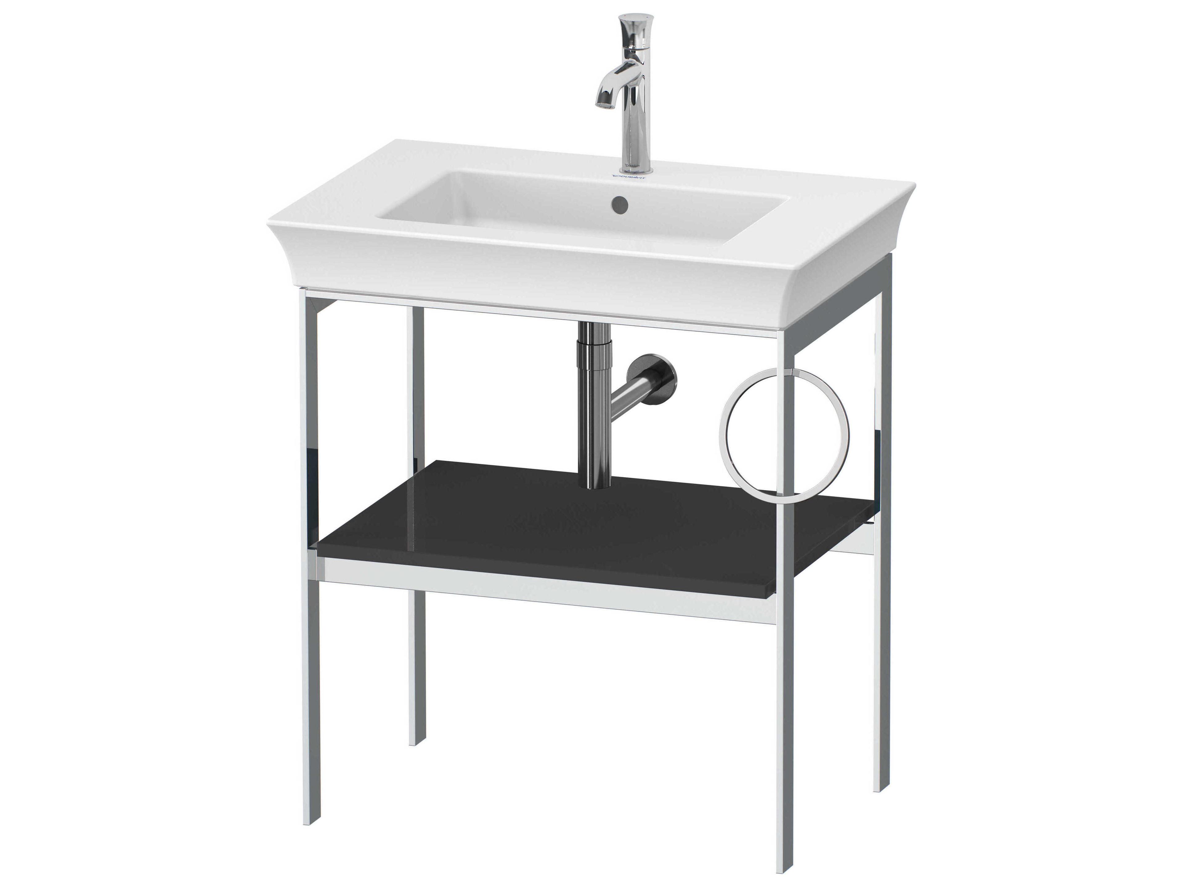 White Tulip 27'' Graphite High Gloss Console Vanity Unit - Right Side Towel Ring