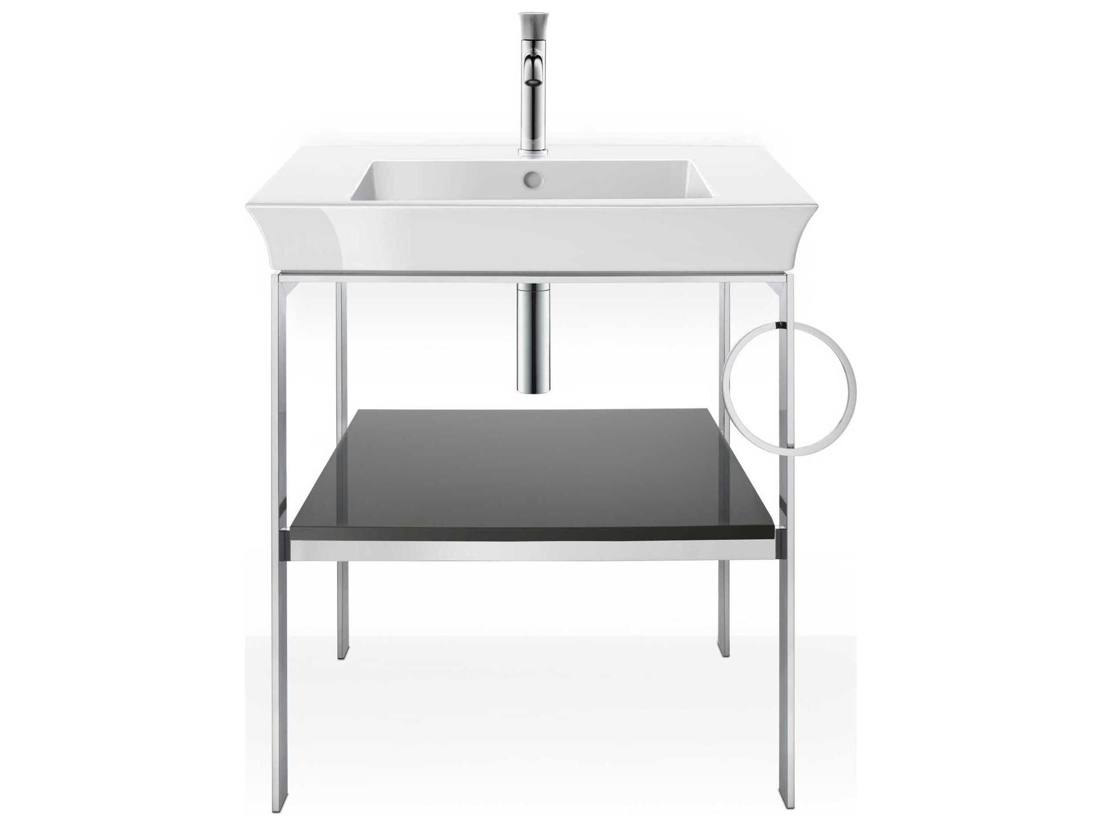 Duravit White Tulip 27'' Graphite High Gloss Console Vanity Unit - Right Side Towel Ring