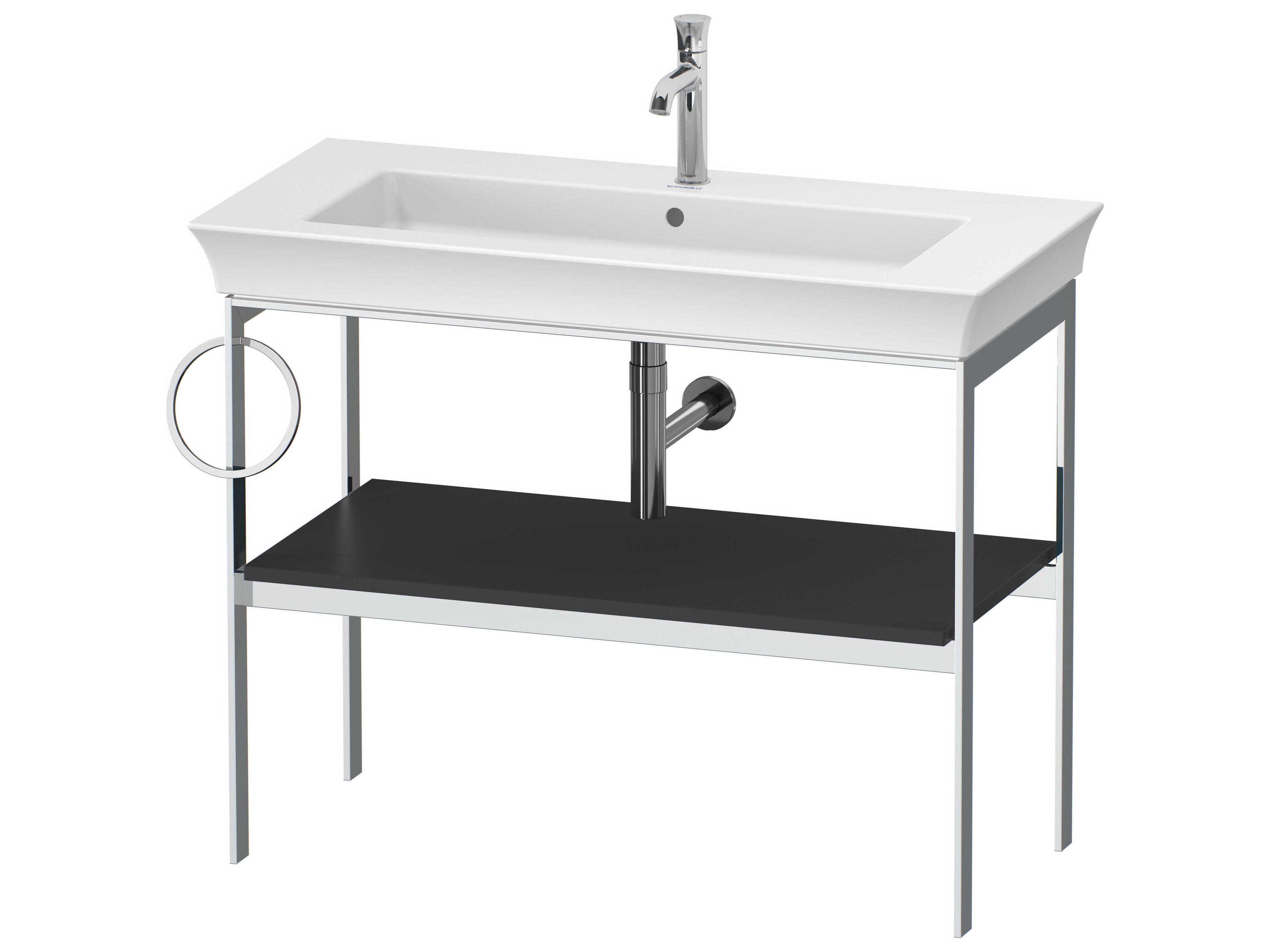 White Tulip 39'' Black Metal Console Vanity Unit - Left Side Towel Ring