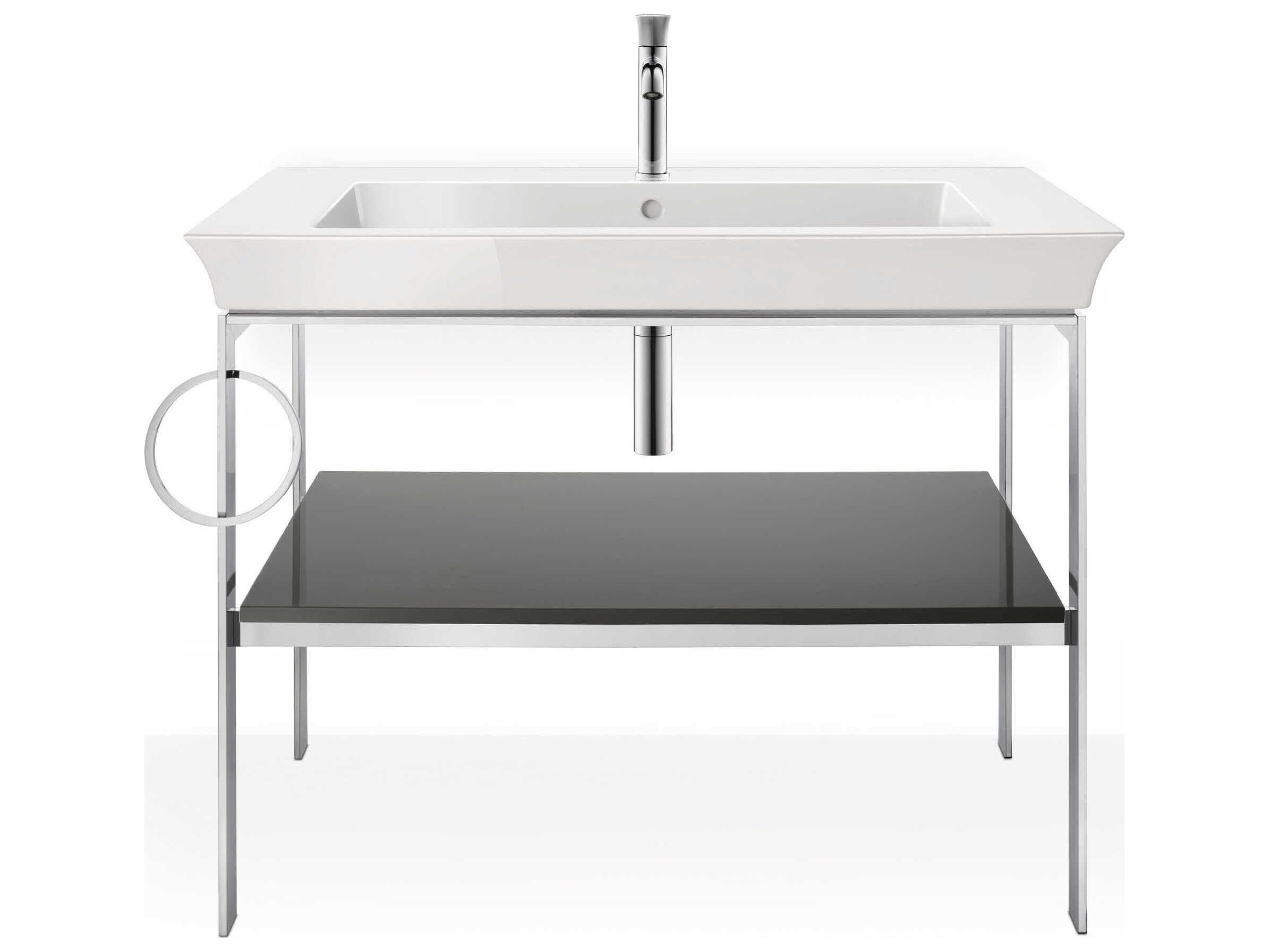 Duravit White Tulip 39'' Graphite High Gloss Console Vanity Unit - Left Side Towel Ring