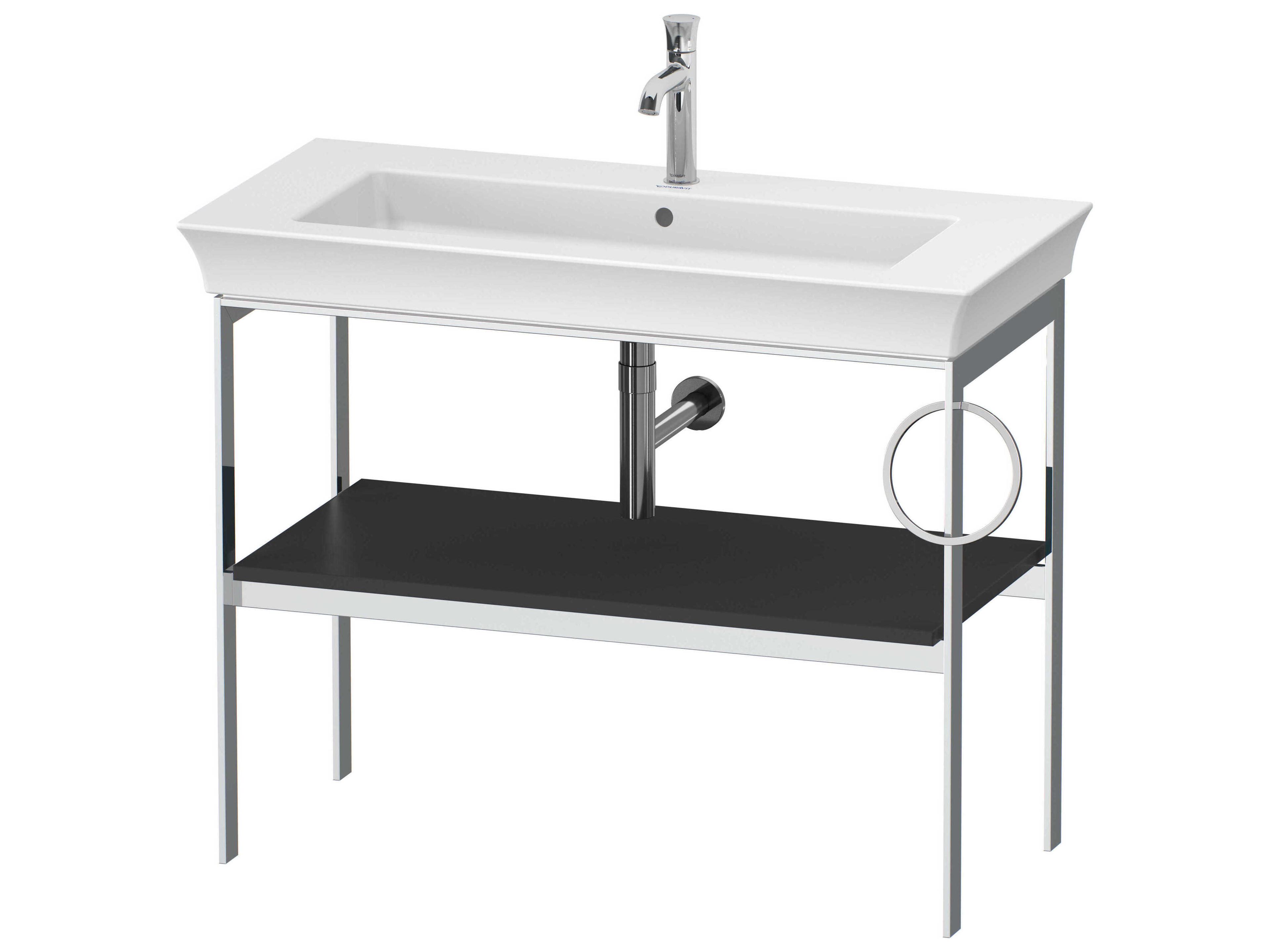 White Tulip 39'' Black Metal Console Vanity Unit - Right Side Towel Ring