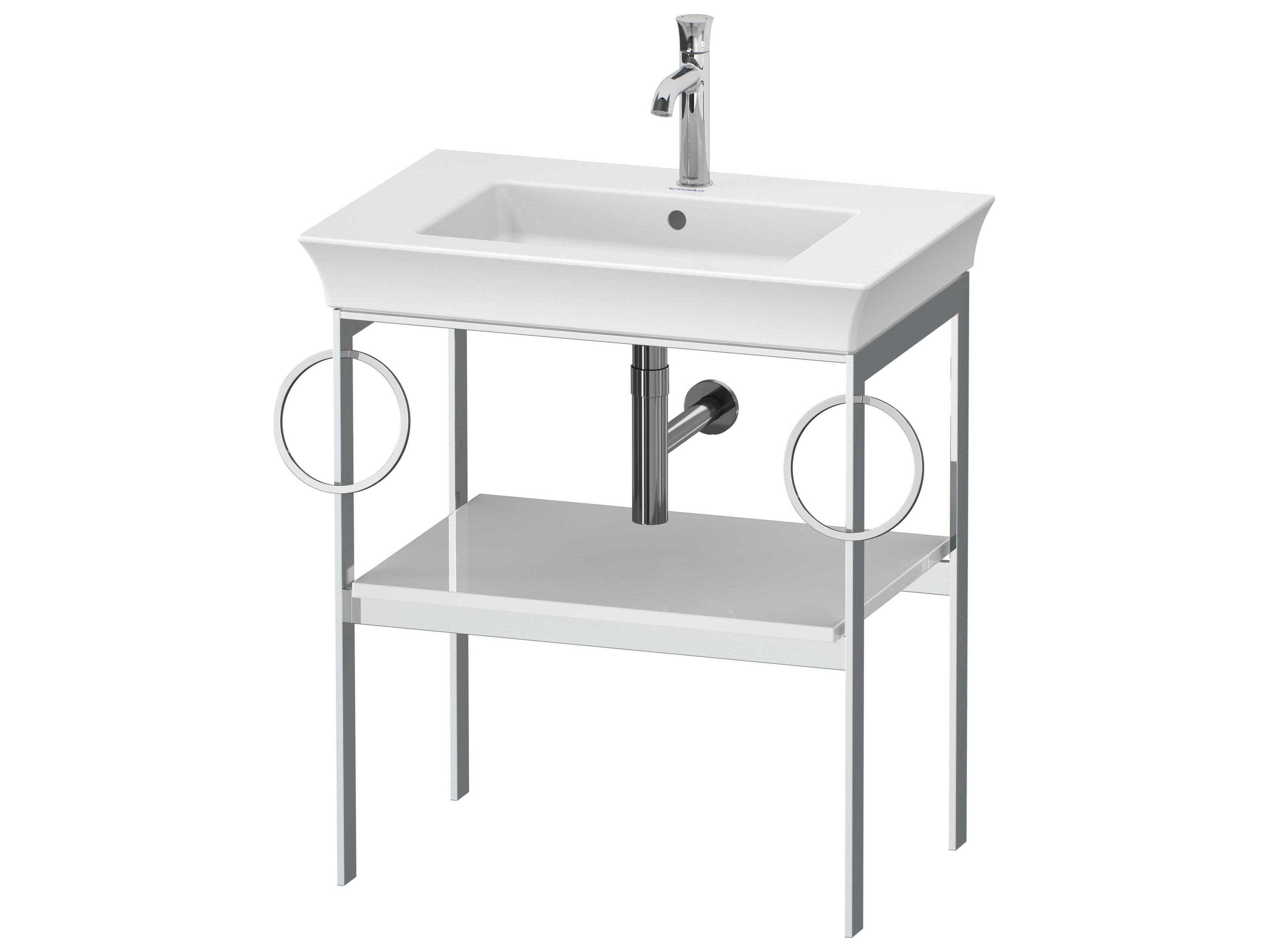 White Tulip 27'' White High Gloss Metal Console Vanity Unit