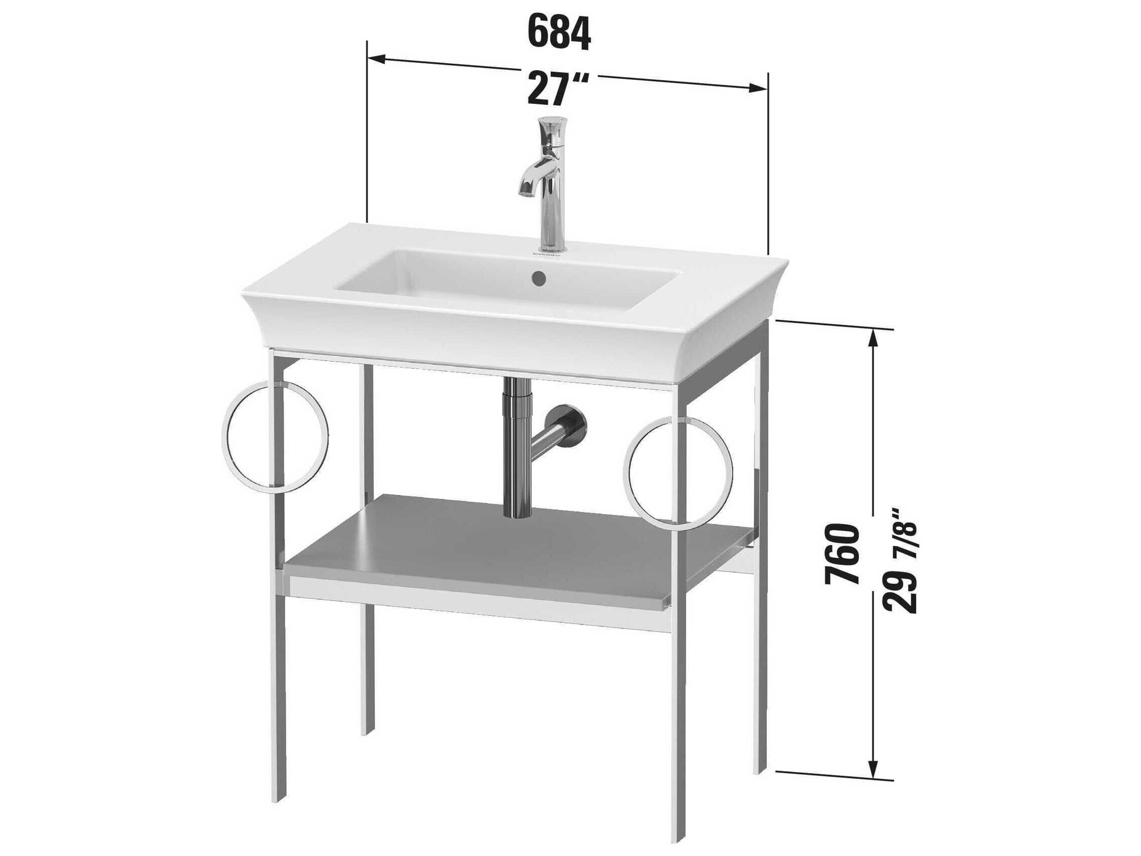 Duravit White Tulip 27'' White High Gloss Metal Console Vanity Unit