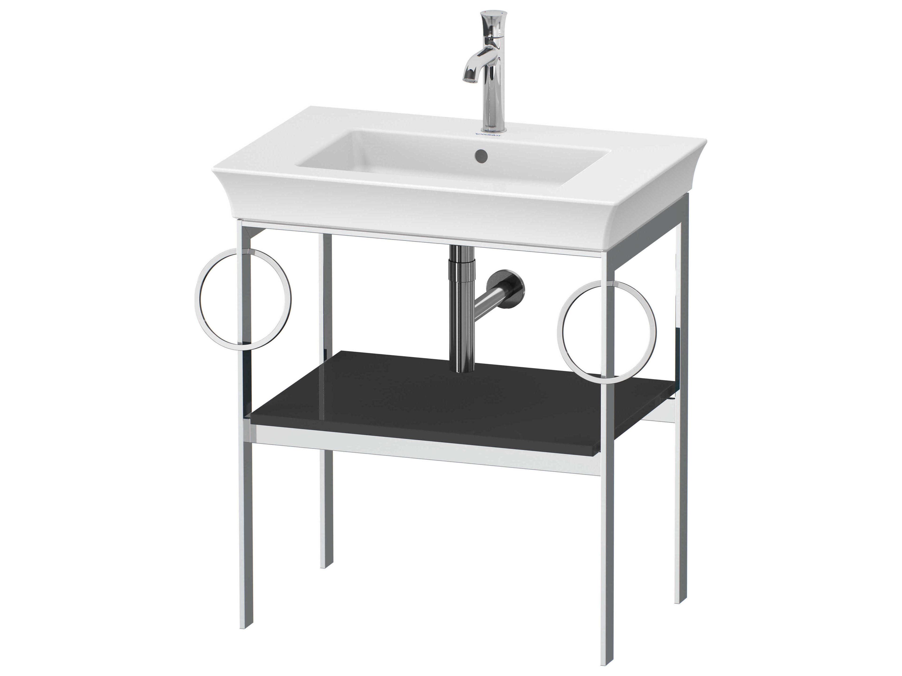 Duravit White Tulip 27'' Graphite High Gloss Metal Console Vanity Unit