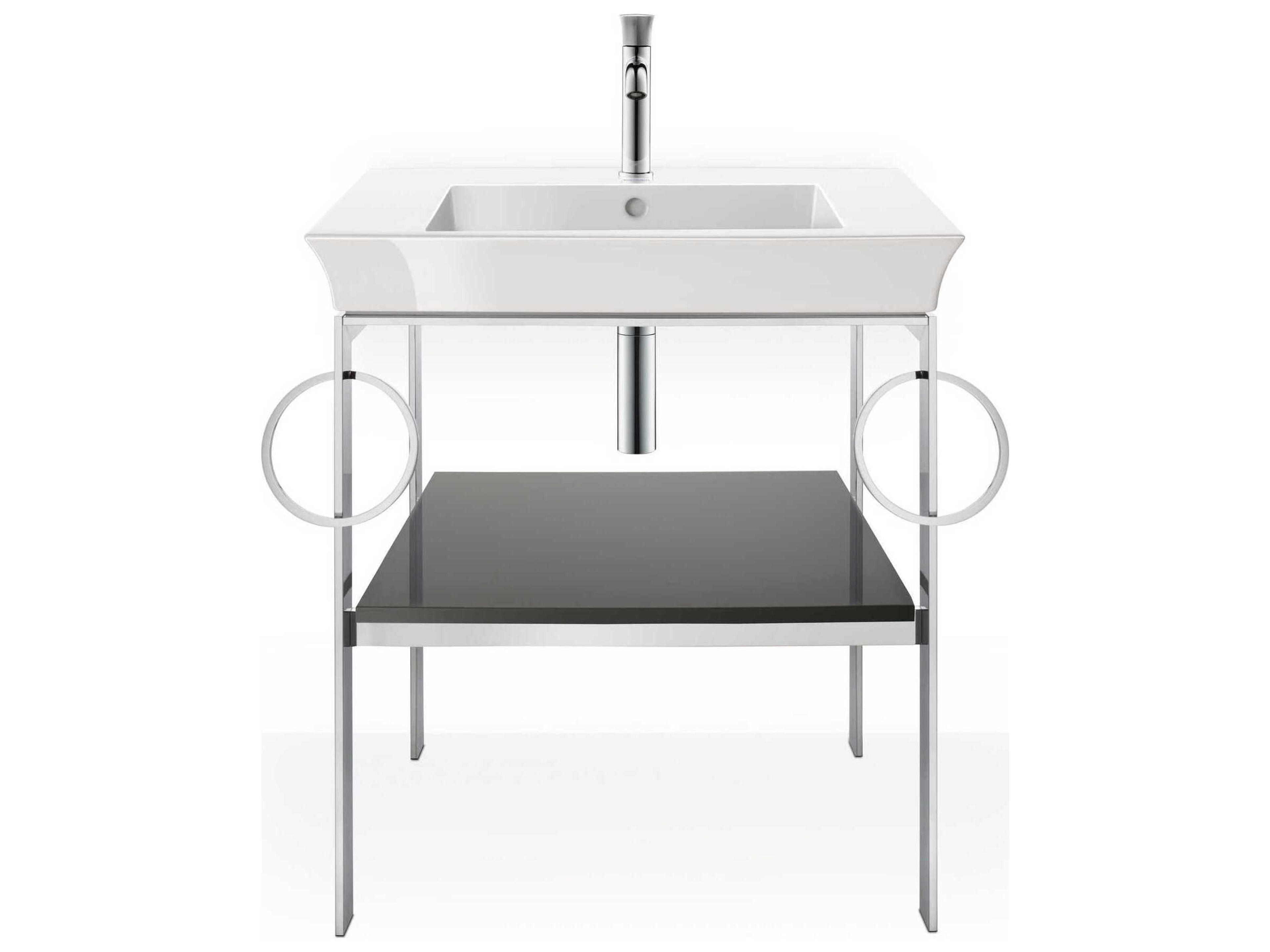 Duravit White Tulip 27'' Graphite High Gloss Metal Console Vanity Unit