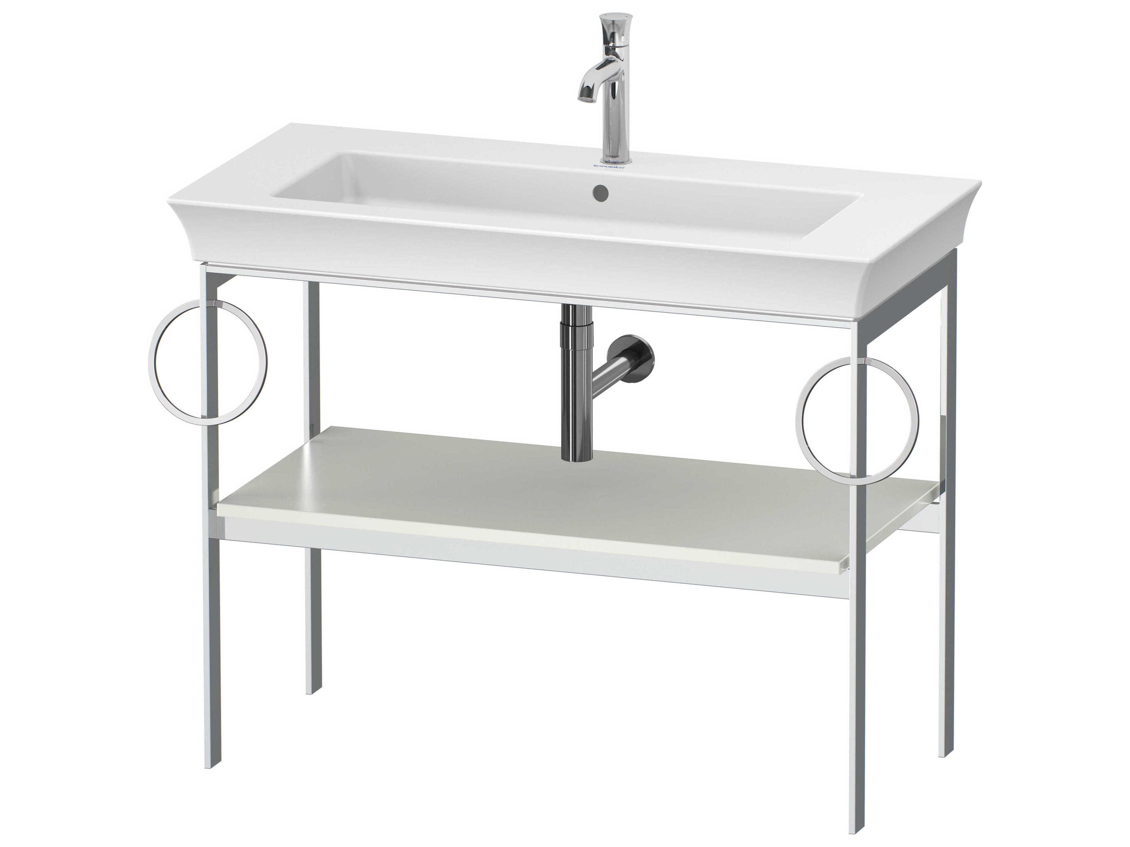 White Tulip 39'' White Satin Matt Metal Console Vanity Unit