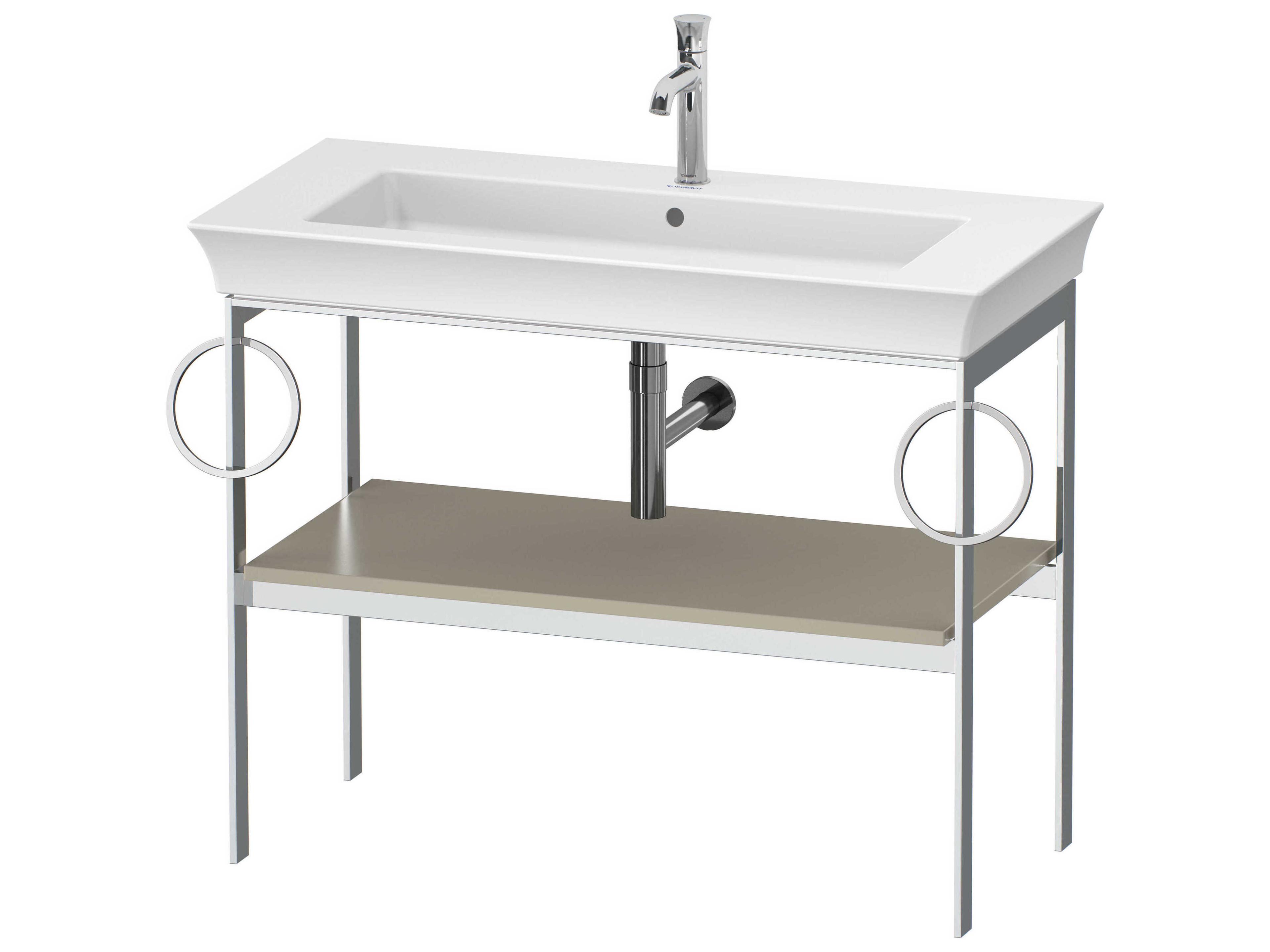 White Tulip 39'' Taupe Satin Matt Metal Console Vanity Unit