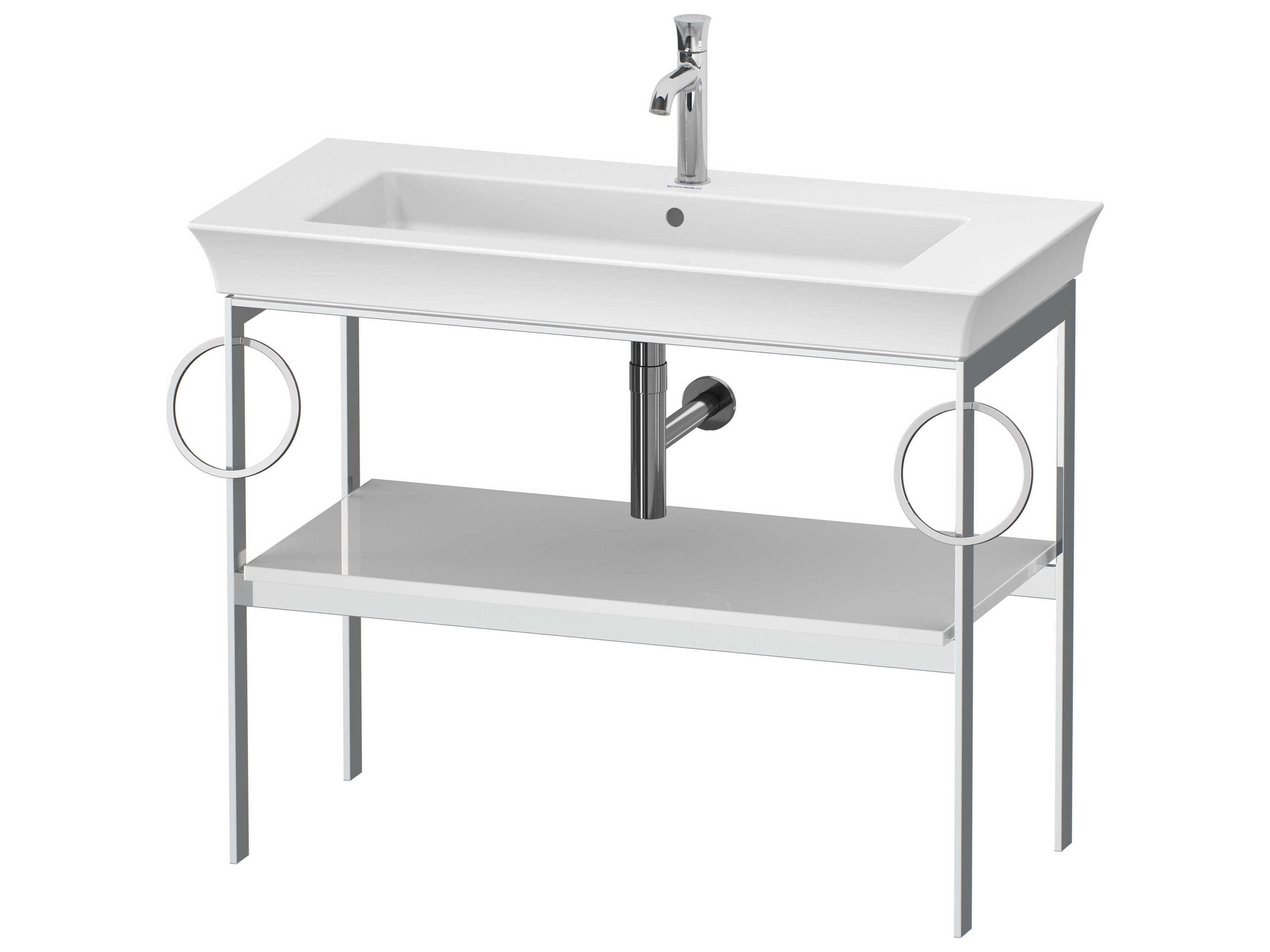 White Tulip 39'' White High Gloss Metal Console Vanity Unit