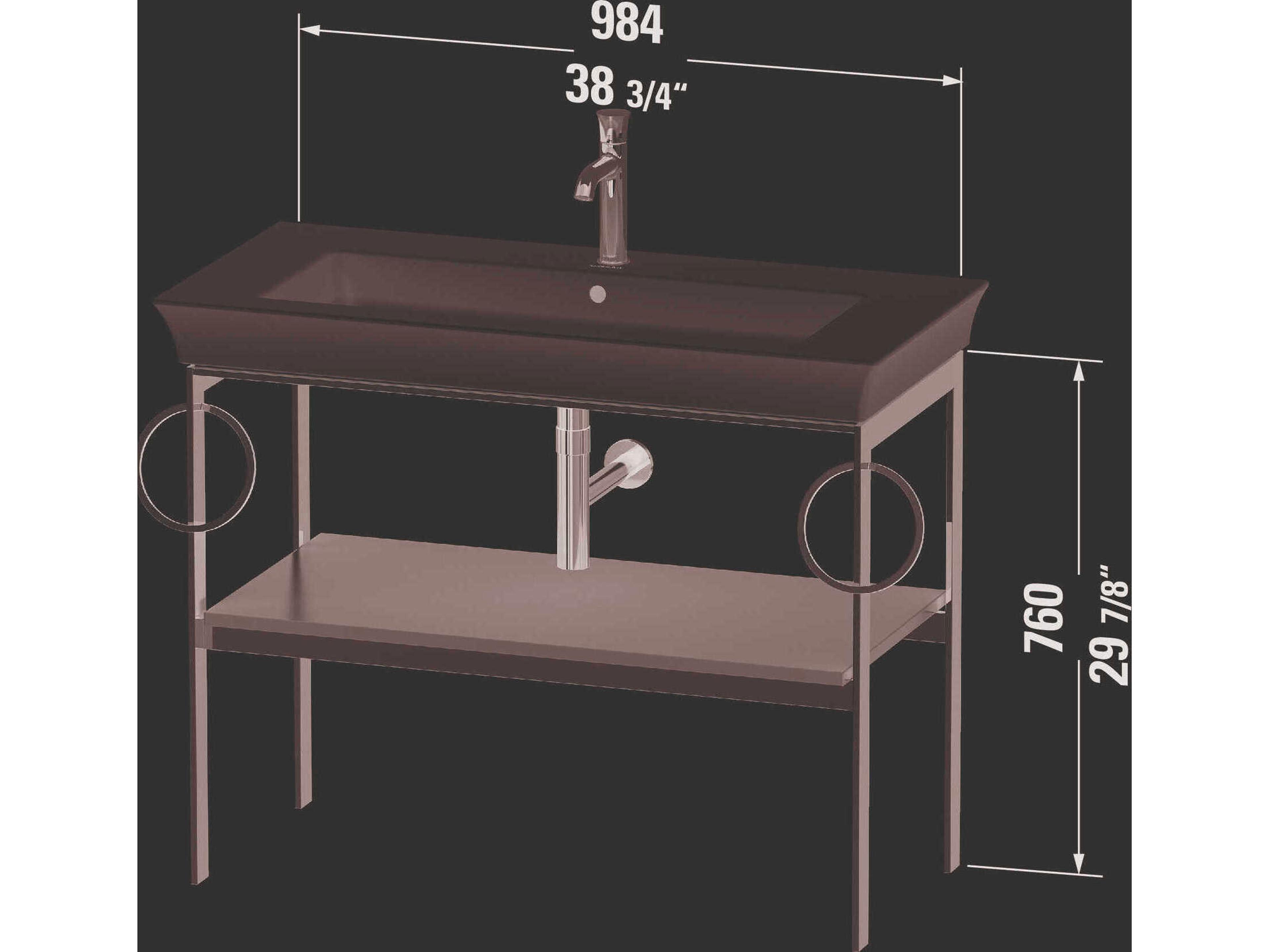 Duravit White Tulip 39'' White High Gloss Metal Console Vanity Unit