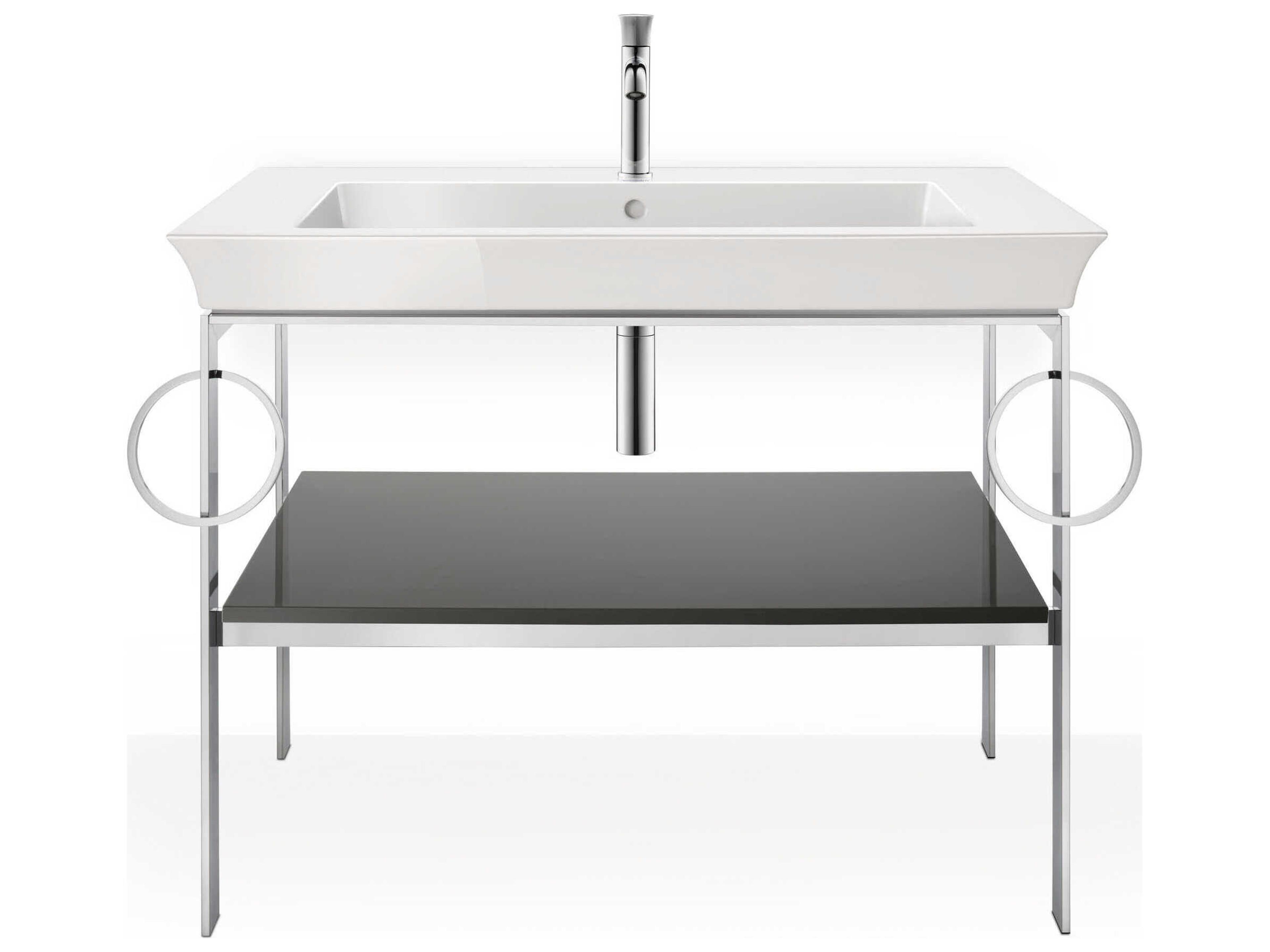 Duravit White Tulip 39'' Graphite High Gloss Metal Console Vanity Unit
