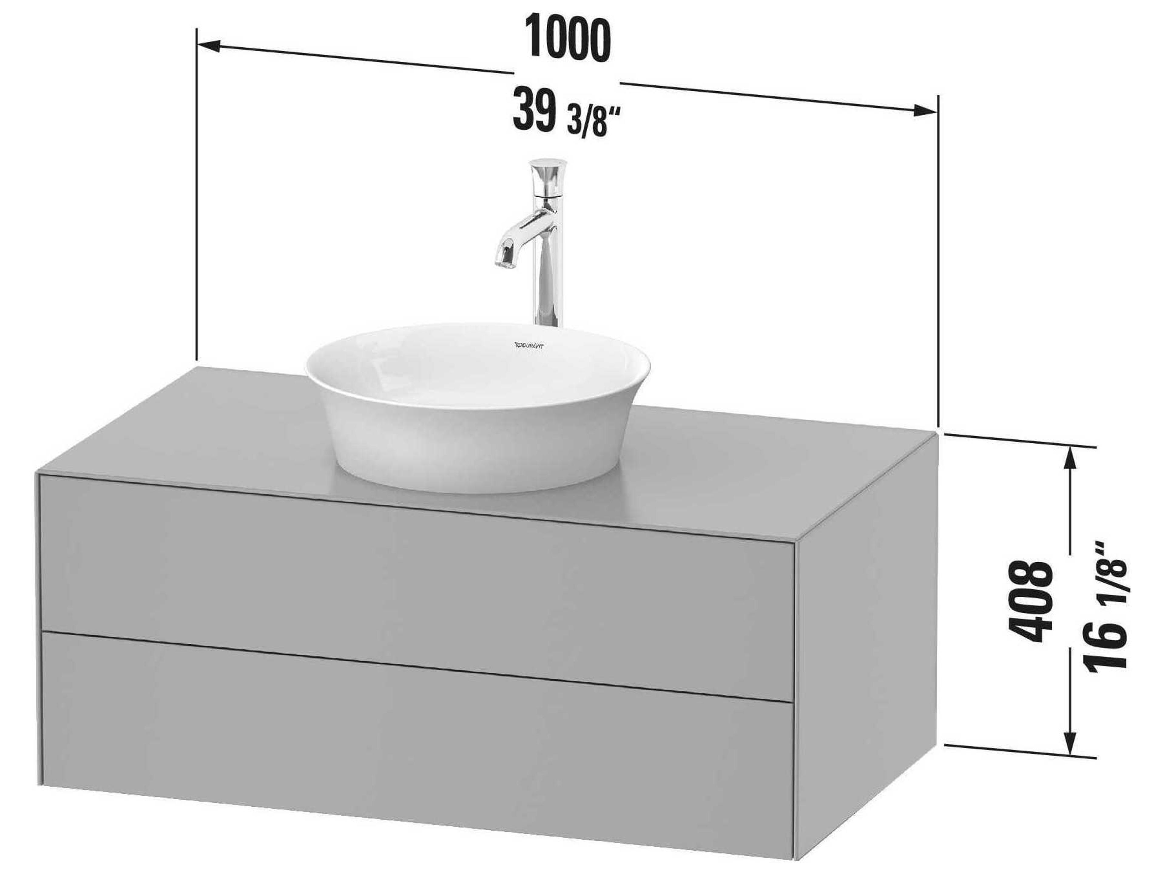 Duravit White Tulip 39'' Graphite High Gloss Matte Vanity Unit