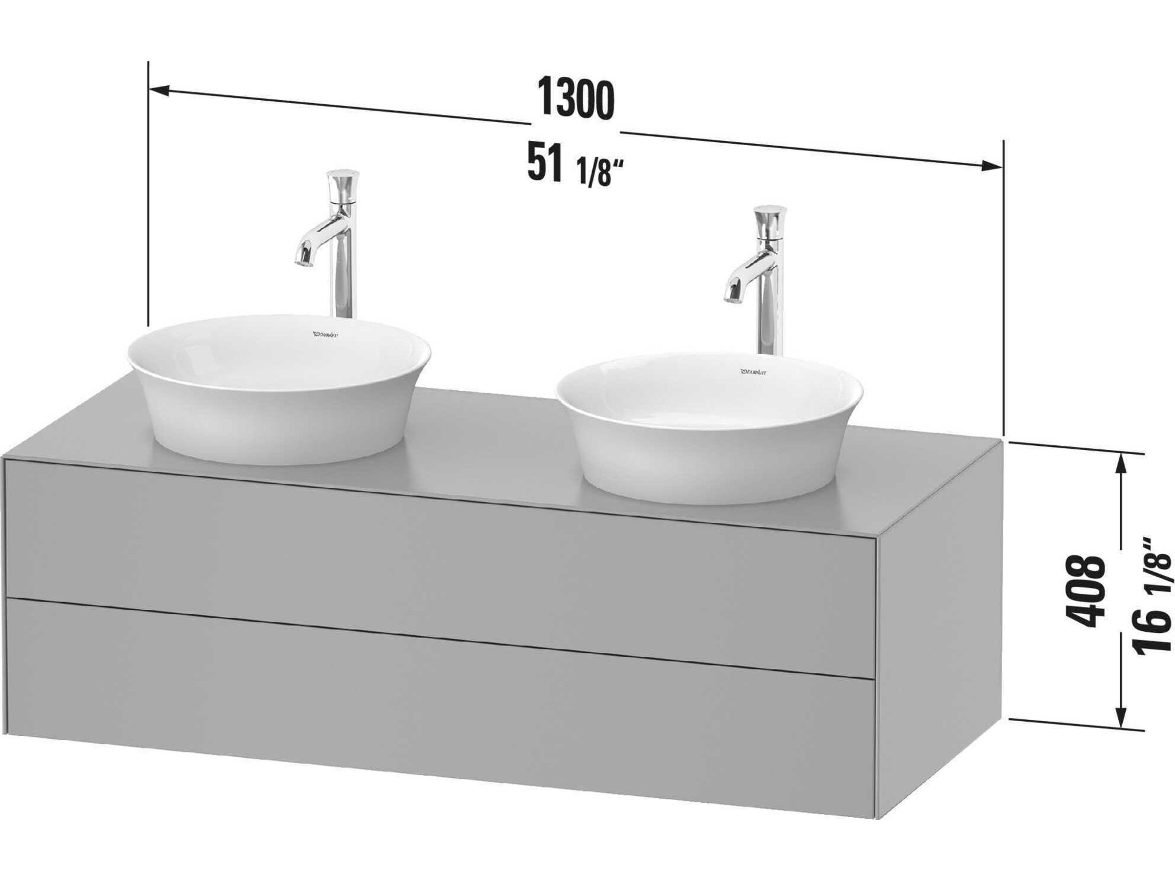 Duravit White Tulip 51'' Stone Gray Satin Matte Vanity Unit