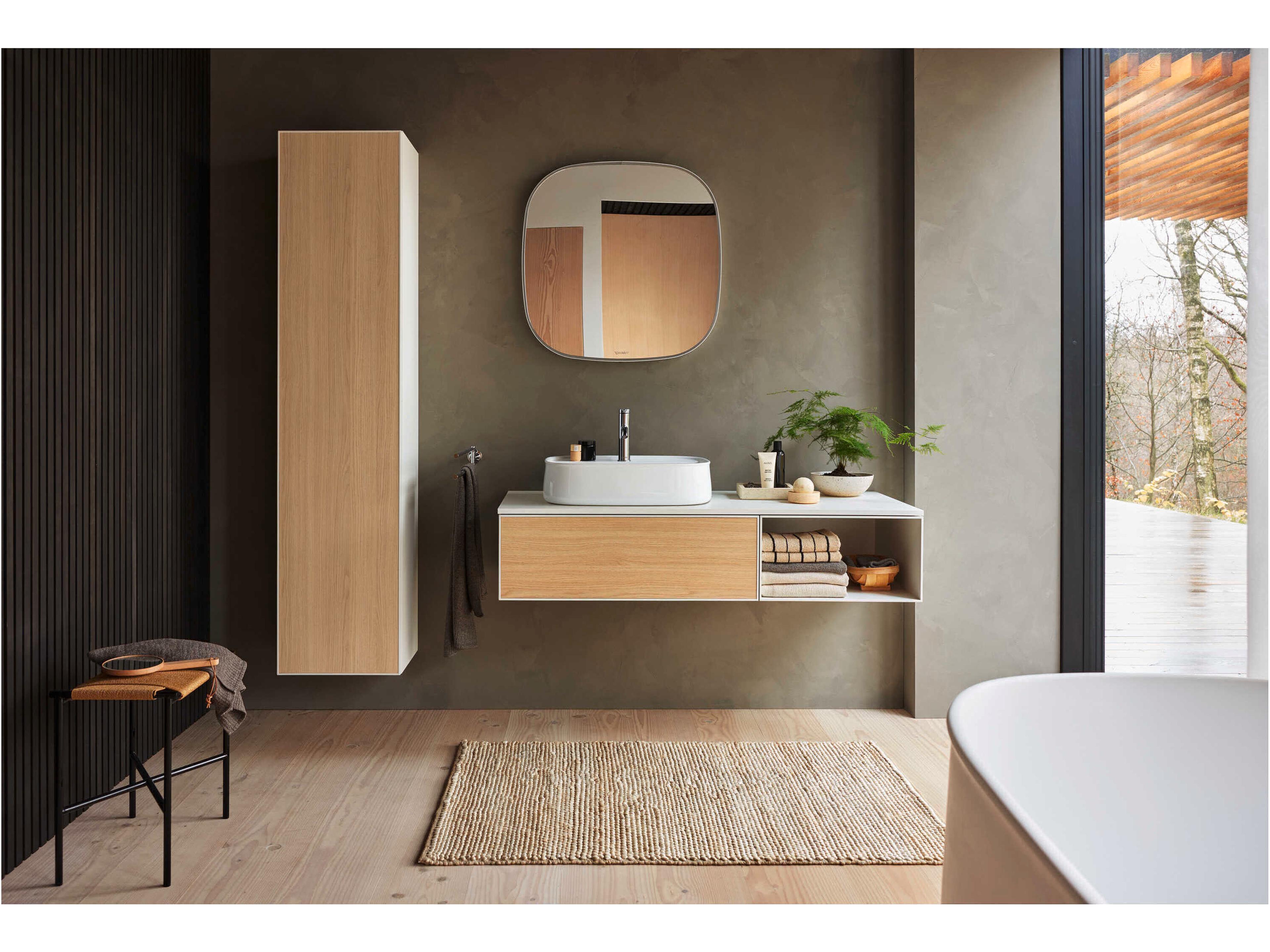 Duravit Zencha 16'' Natural Oak Matt/White Super Matt Wall-Mounted Cabinet - Left Hand Hinge