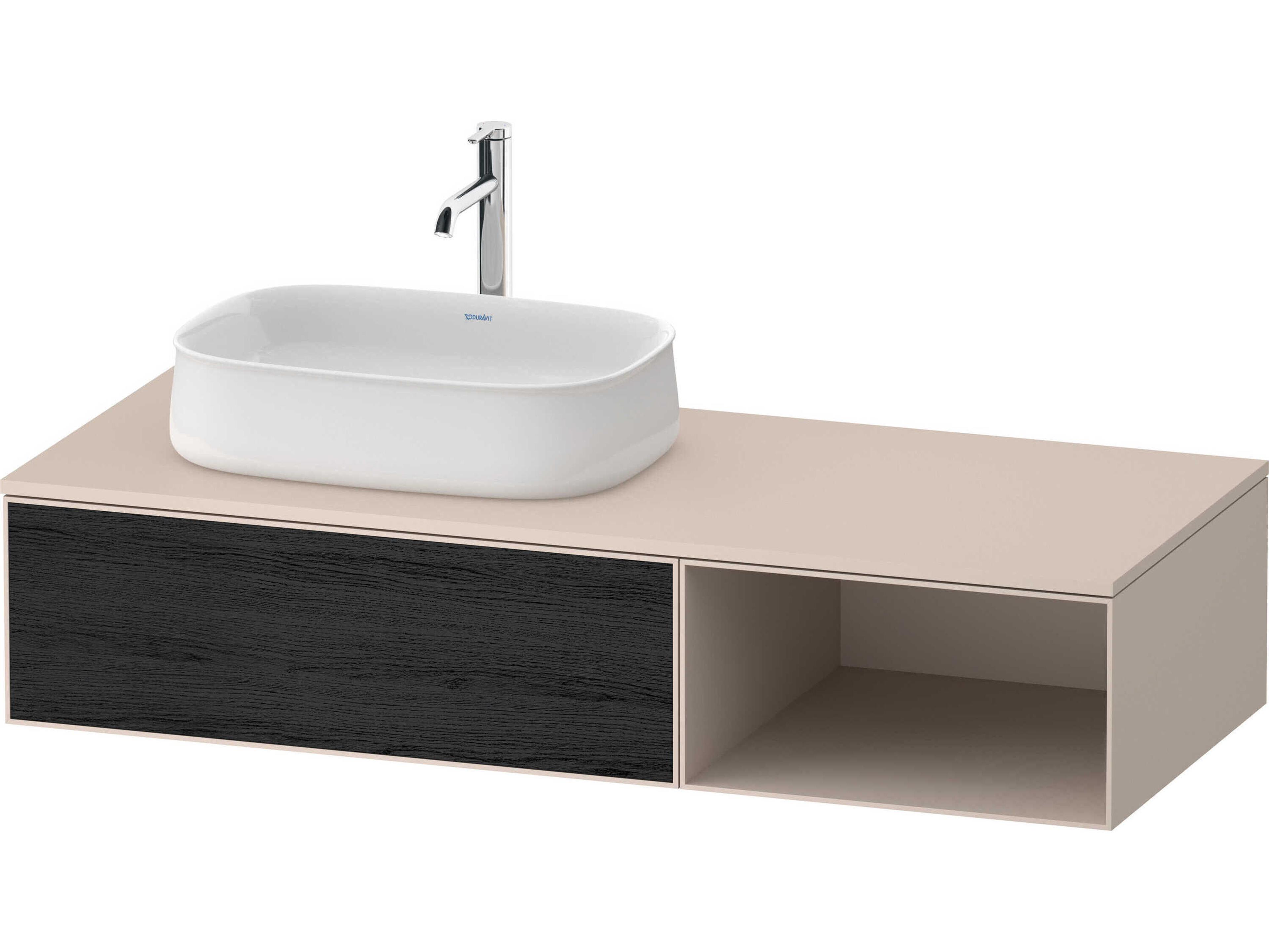 Zencha 51'' Black Oak Matt/Taupe Super Matt Wall-Mounted Vanity Unit