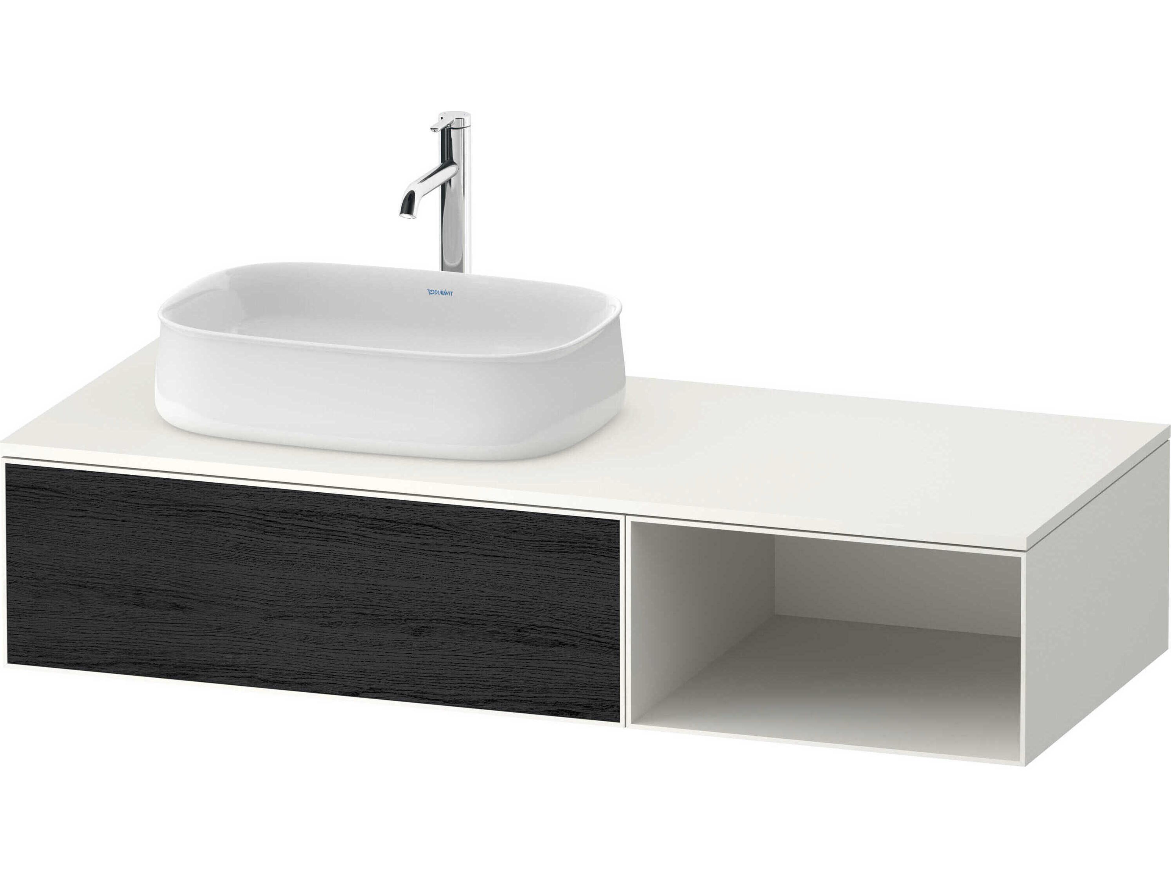 Zencha 51'' Black Oak Matt/White Super Matt Wall-Mounted Vanity Unit
