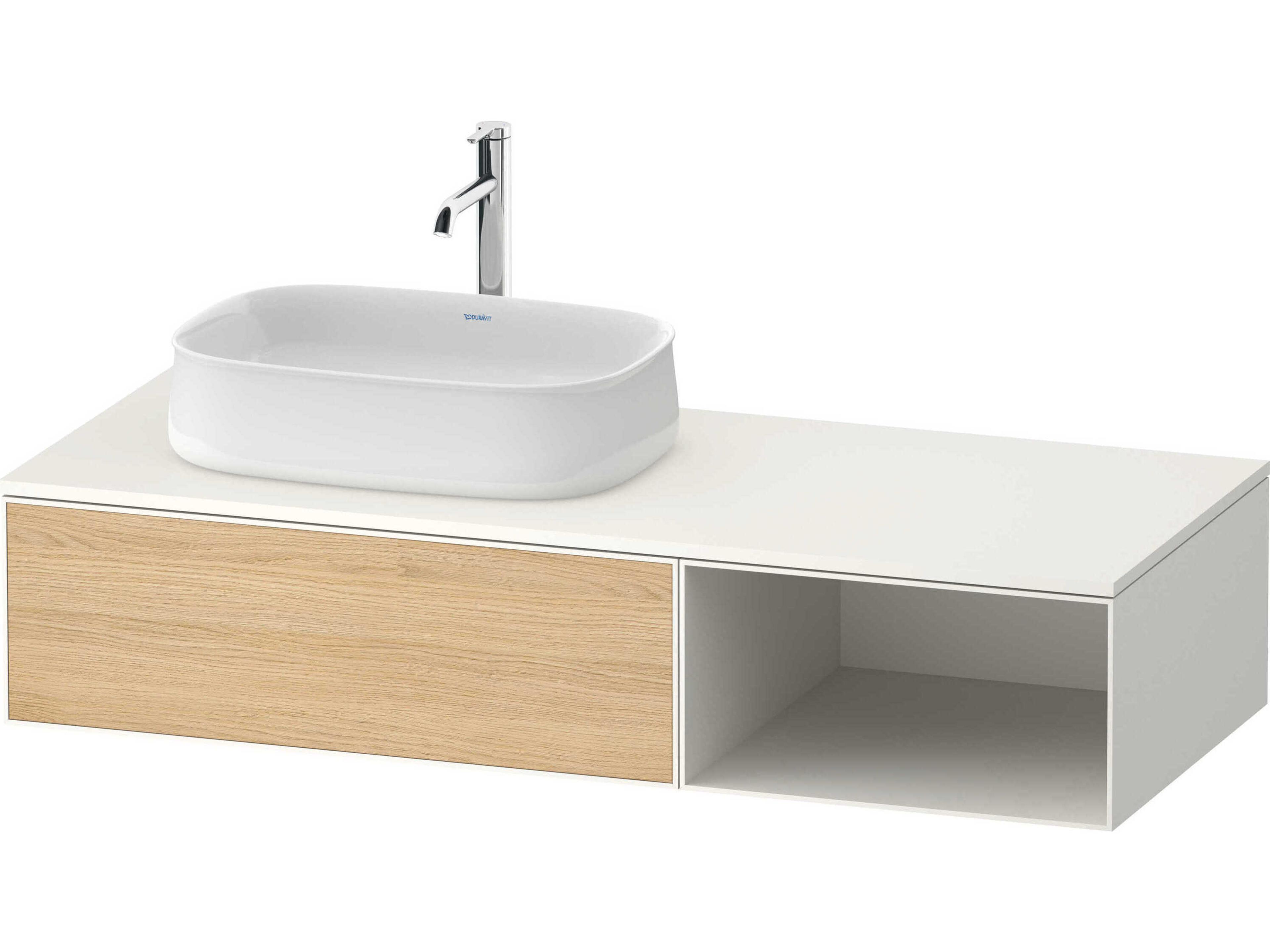 Zencha 51'' Natural Oak Matt/White Super Matt Wall-Mounted Vanity Unit