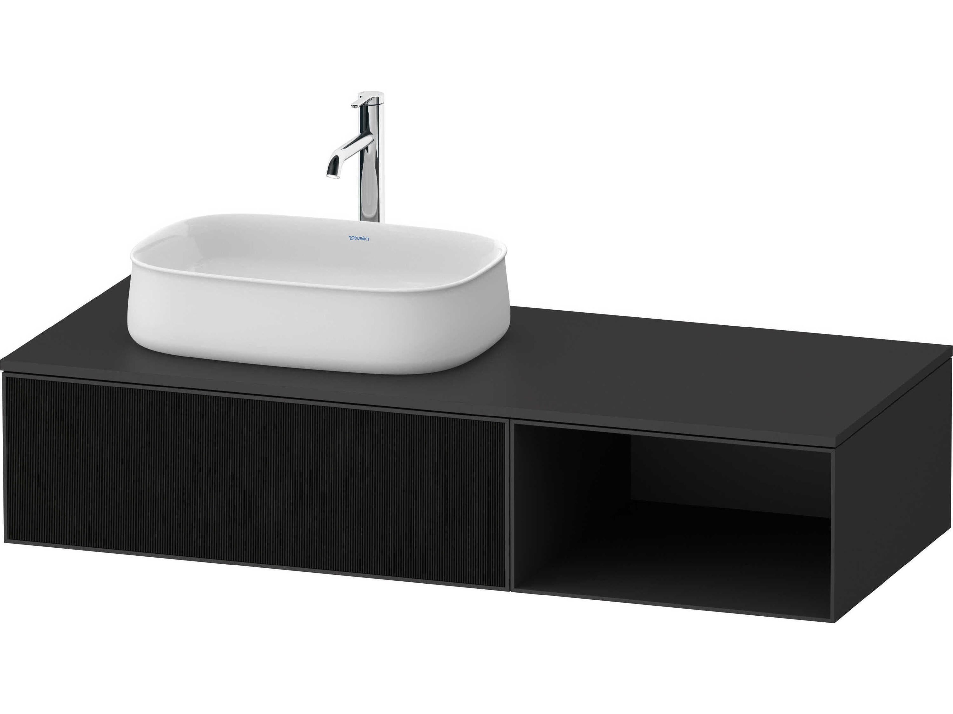 Zencha 51'' Black/Graphite Super Matt Wall-Mounted Vanity Unit