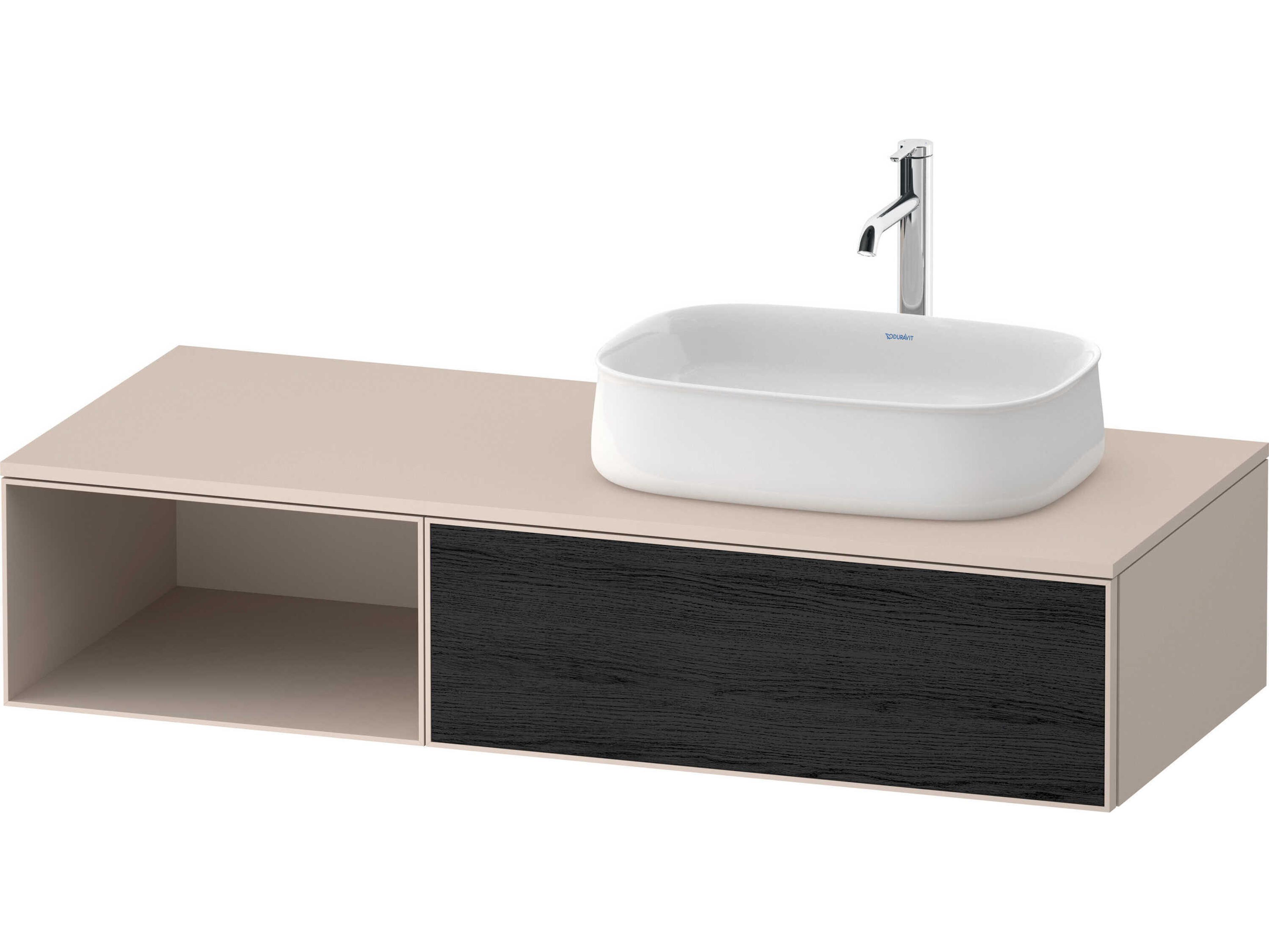 Zencha 51'' Black Oak Matt/Taupe Super Matt Wall-Mounted Vanity Unit