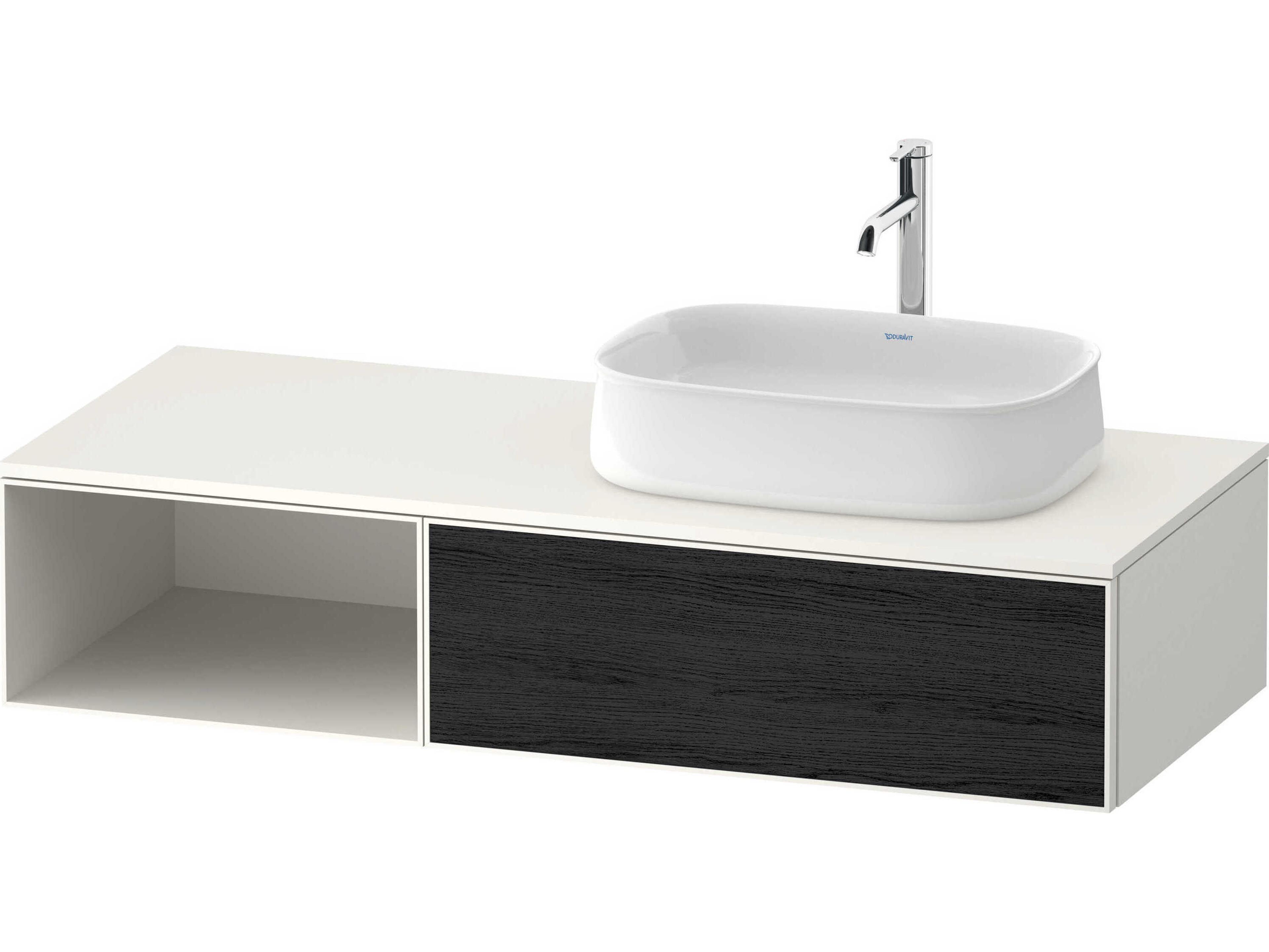 Zencha 51'' Black Oak Matt/White Super Matt Wall-Mounted Vanity Unit