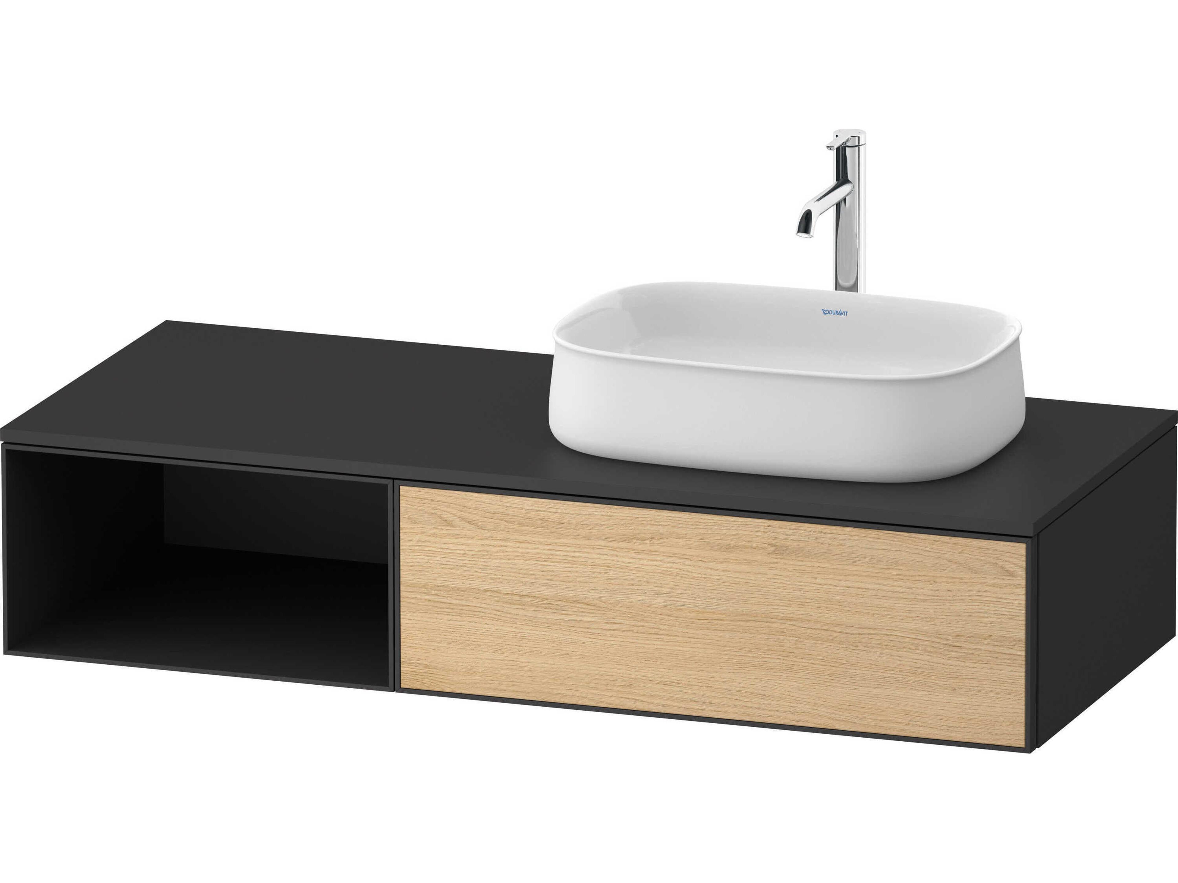 Zencha 51'' Natural Oak Matt/Graphite Super Matt Wall-Mounted Vanity Unit