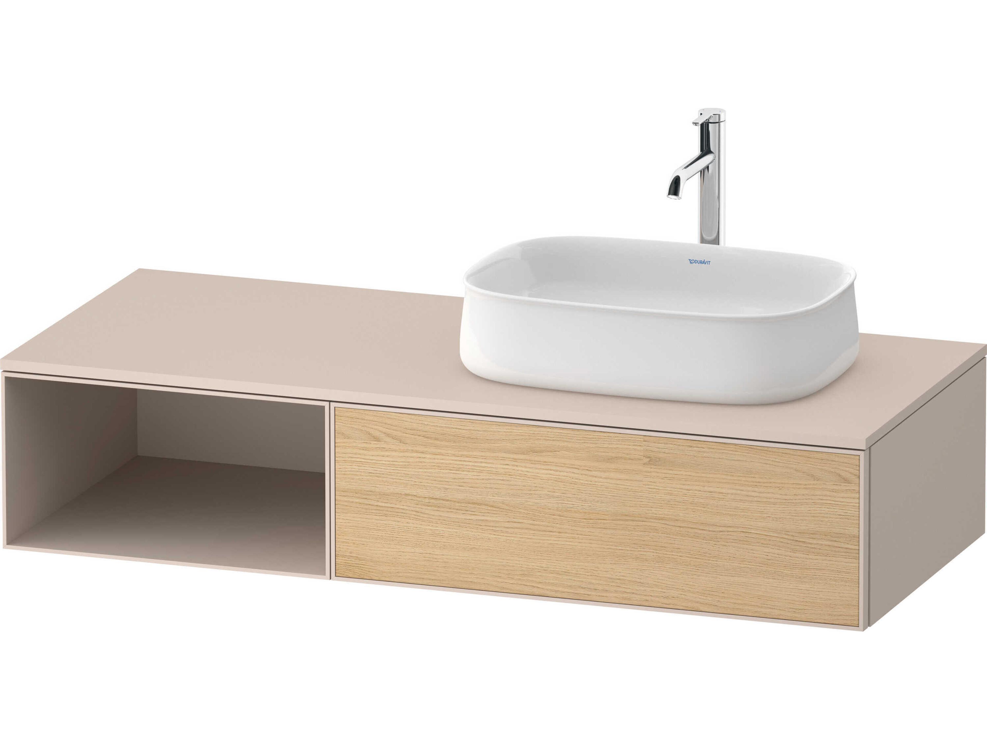 Zencha 51'' Natural Oak Matt/Taupe Super Matt Wall-Mounted Vanity Unit