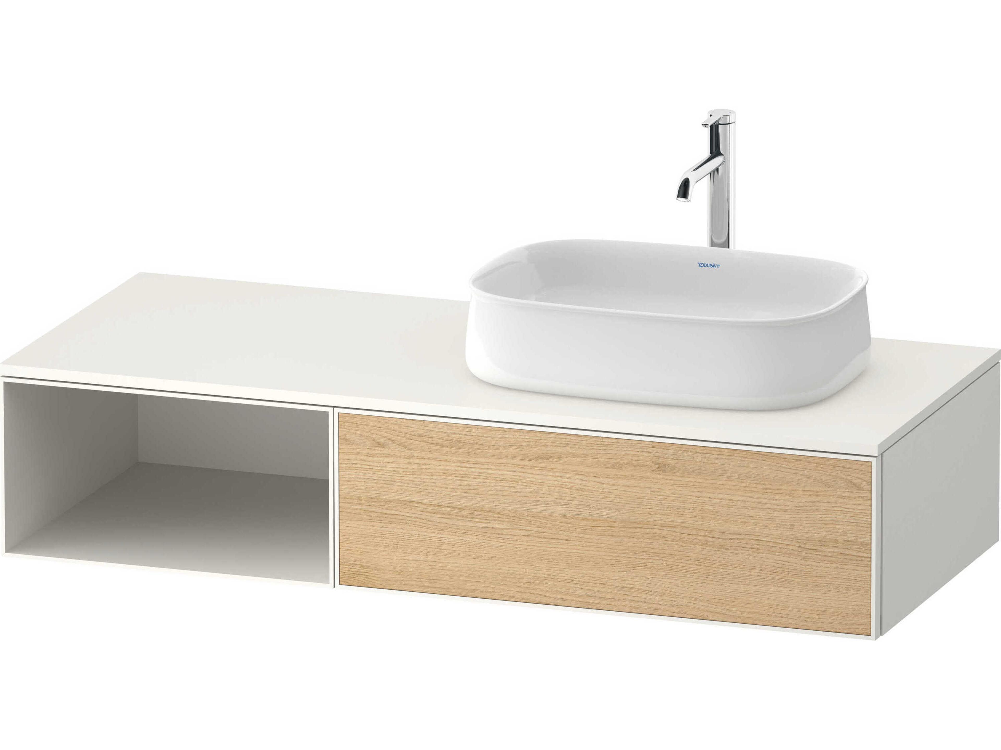 Zencha 51'' Natural Oak Matt/White Super Matt Wall-Mounted Vanity Unit