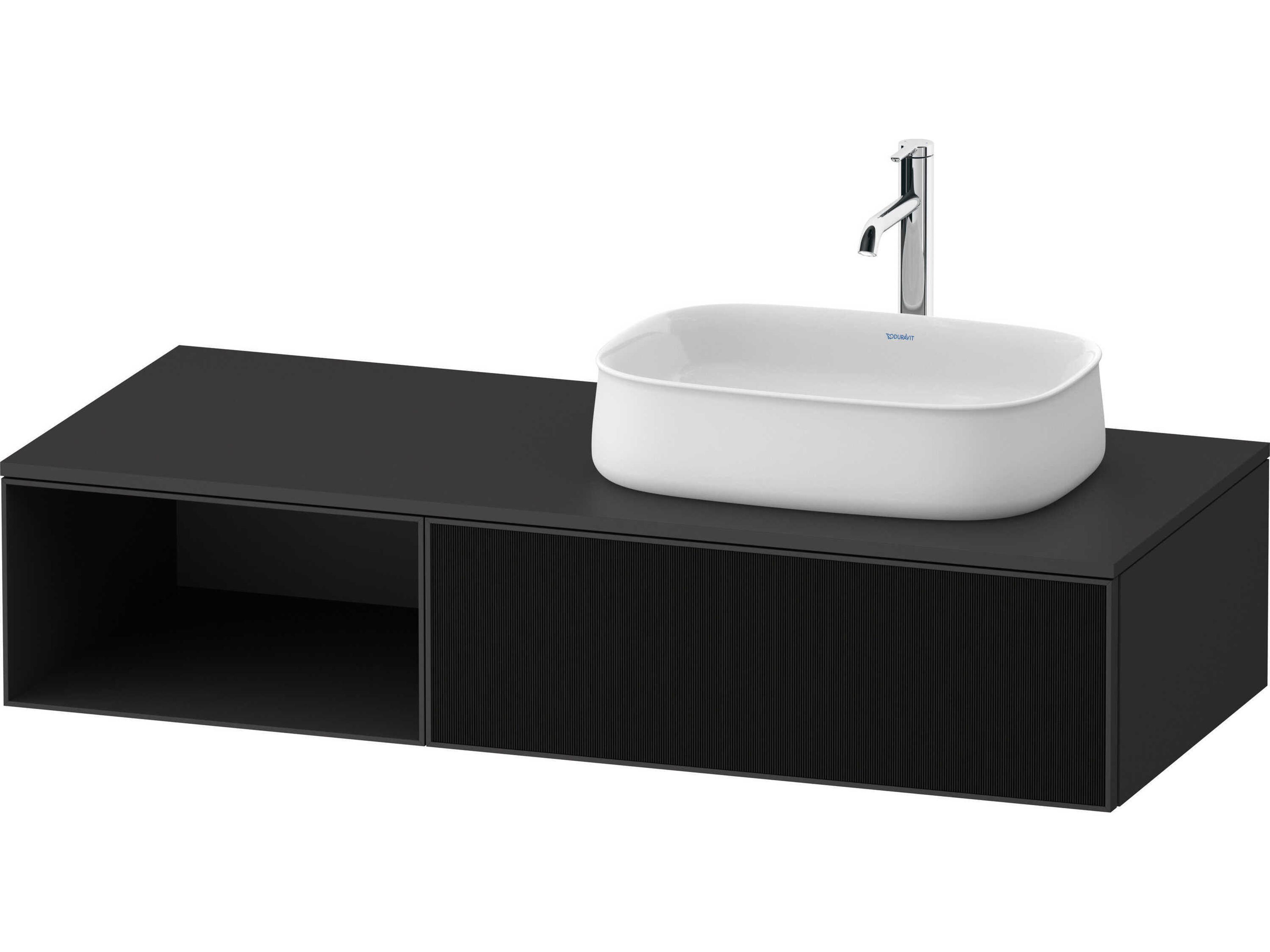 Zencha 51'' Black/Graphite Super Matt Wall-Mounted Vanity Unit
