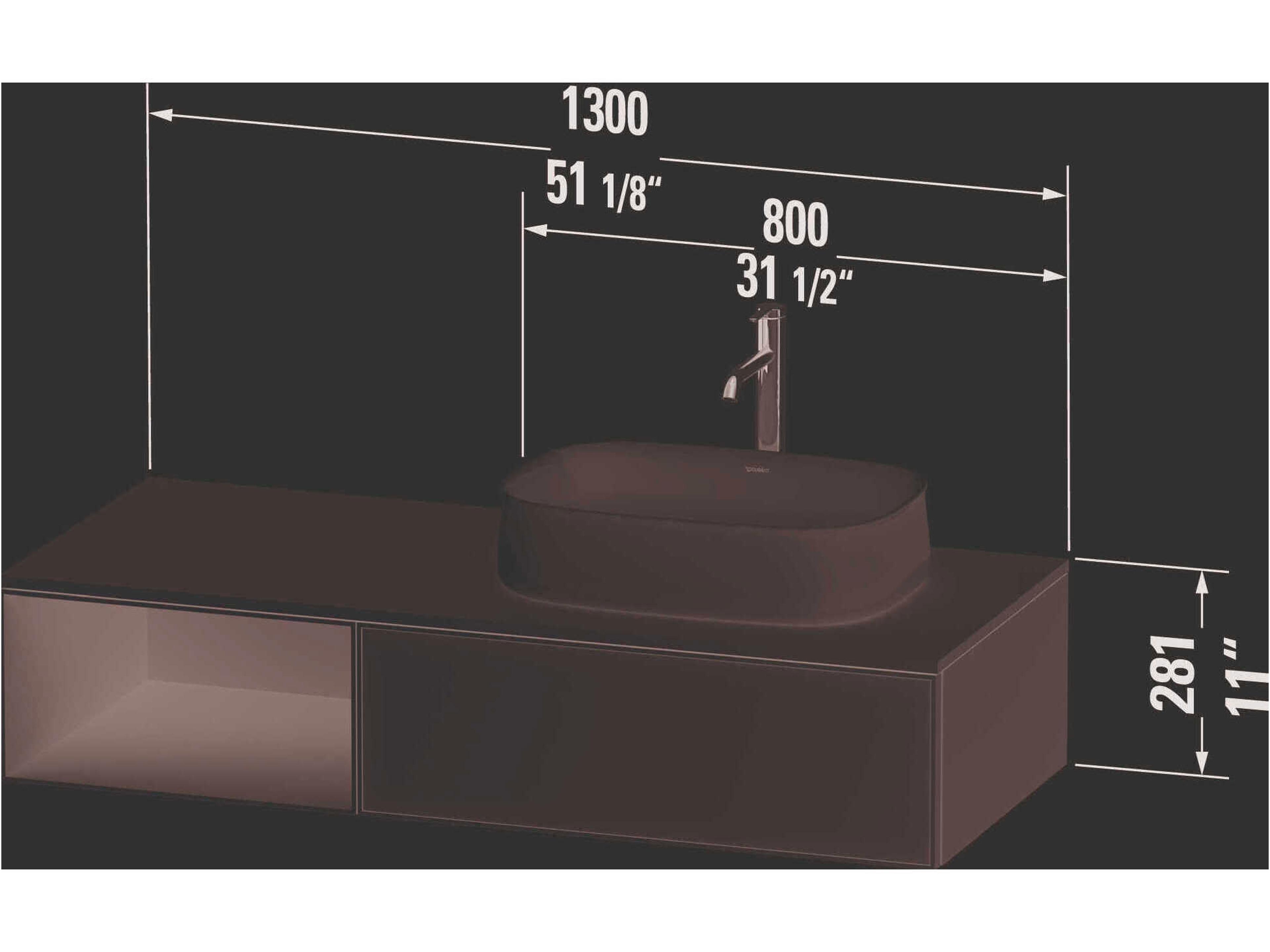 Duravit Zencha 51'' Black/Taupe Super Matt Wall-Mounted Vanity Unit