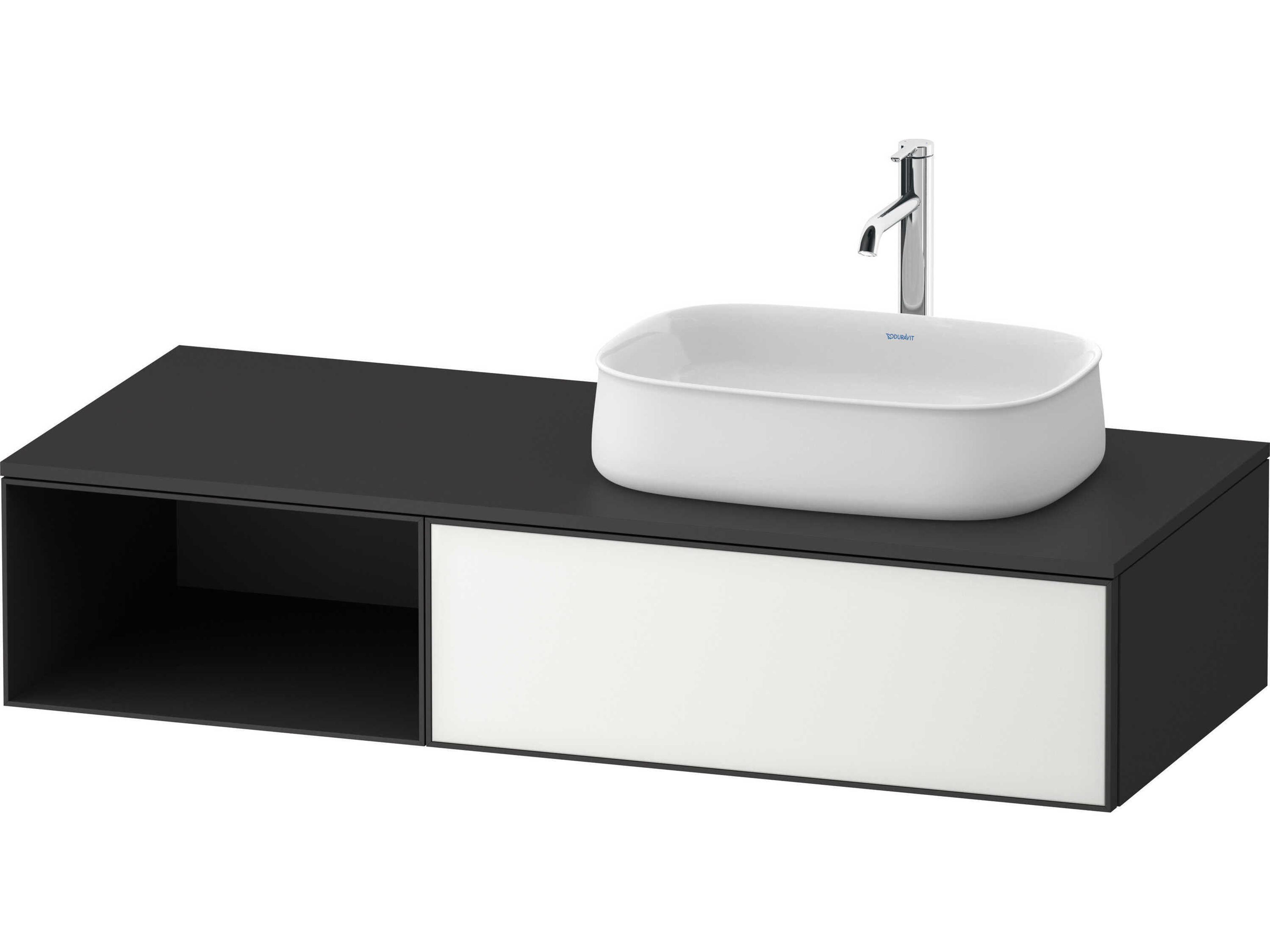 Zencha 51'' White/Graphite Super Matt Wall-Mounted Vanity Unit
