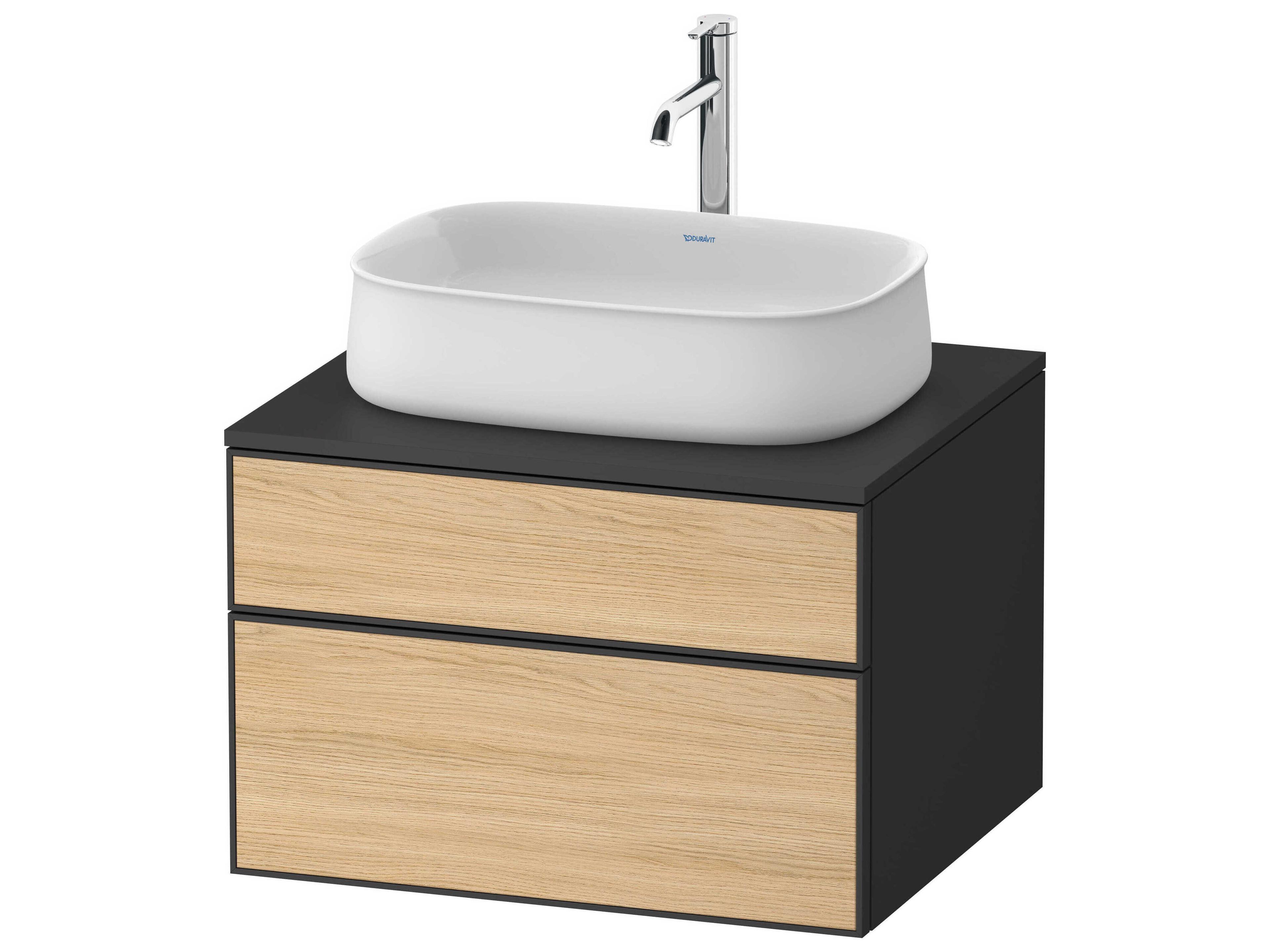 Zencha 26'' Natural Oak Matt/Graphite Super Matt Wall-Mounted Vanity Unit