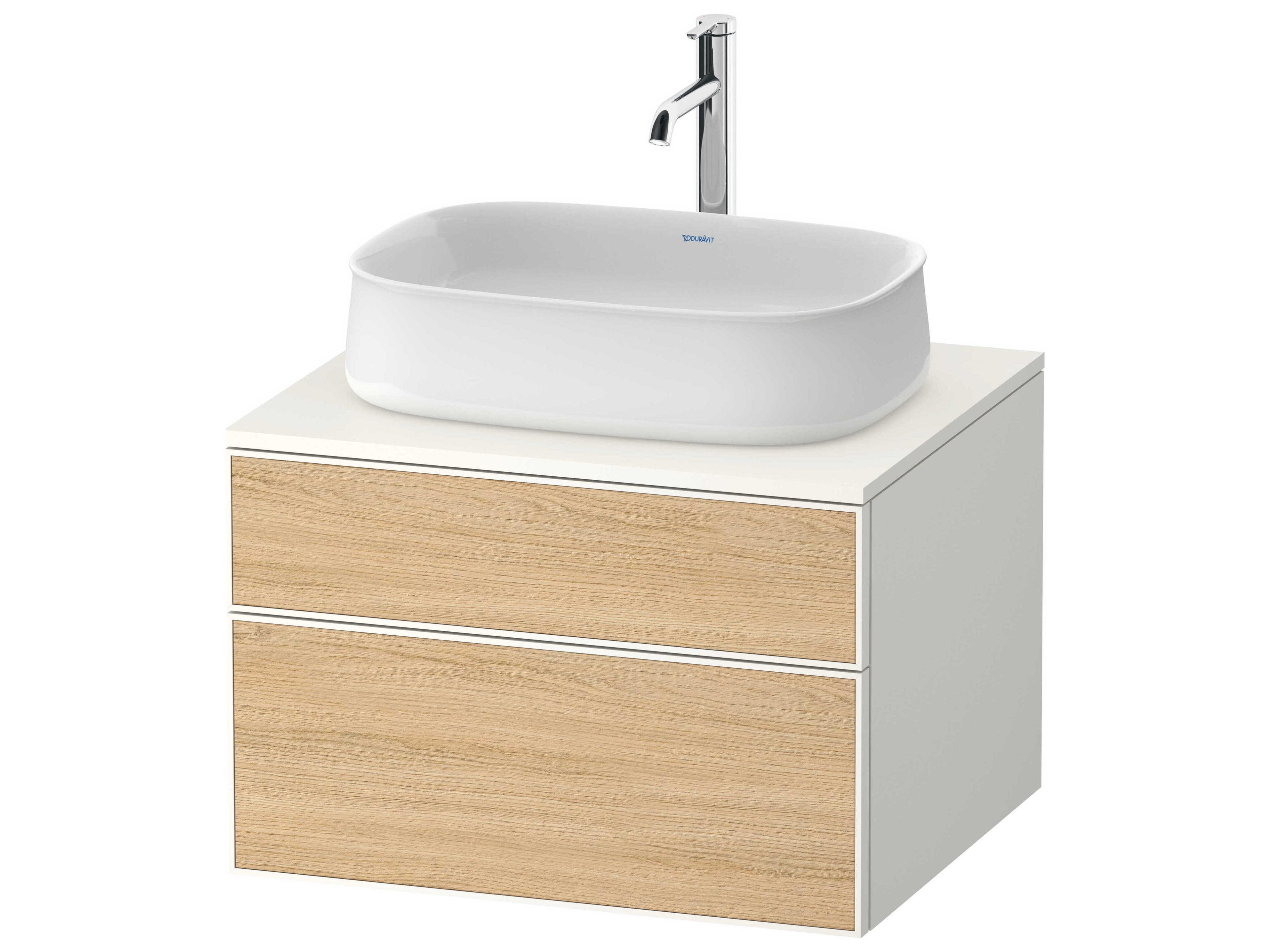 Zencha 26'' Natural Oak Matt/White Super Matt Wall-Mounted Vanity Unit