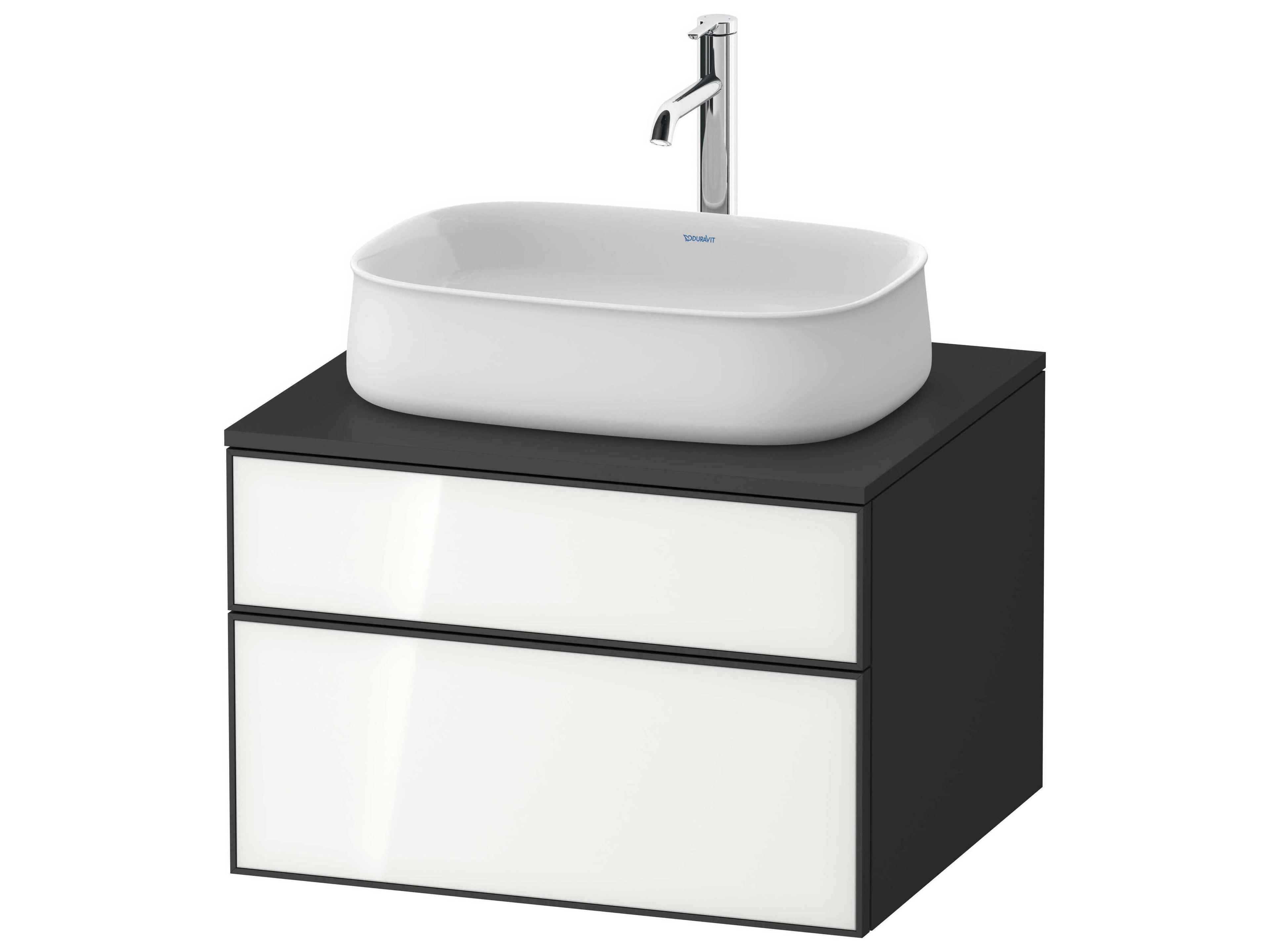 Zencha 26'' White/Graphite Super Matt Wall-Mounted Vanity Unit
