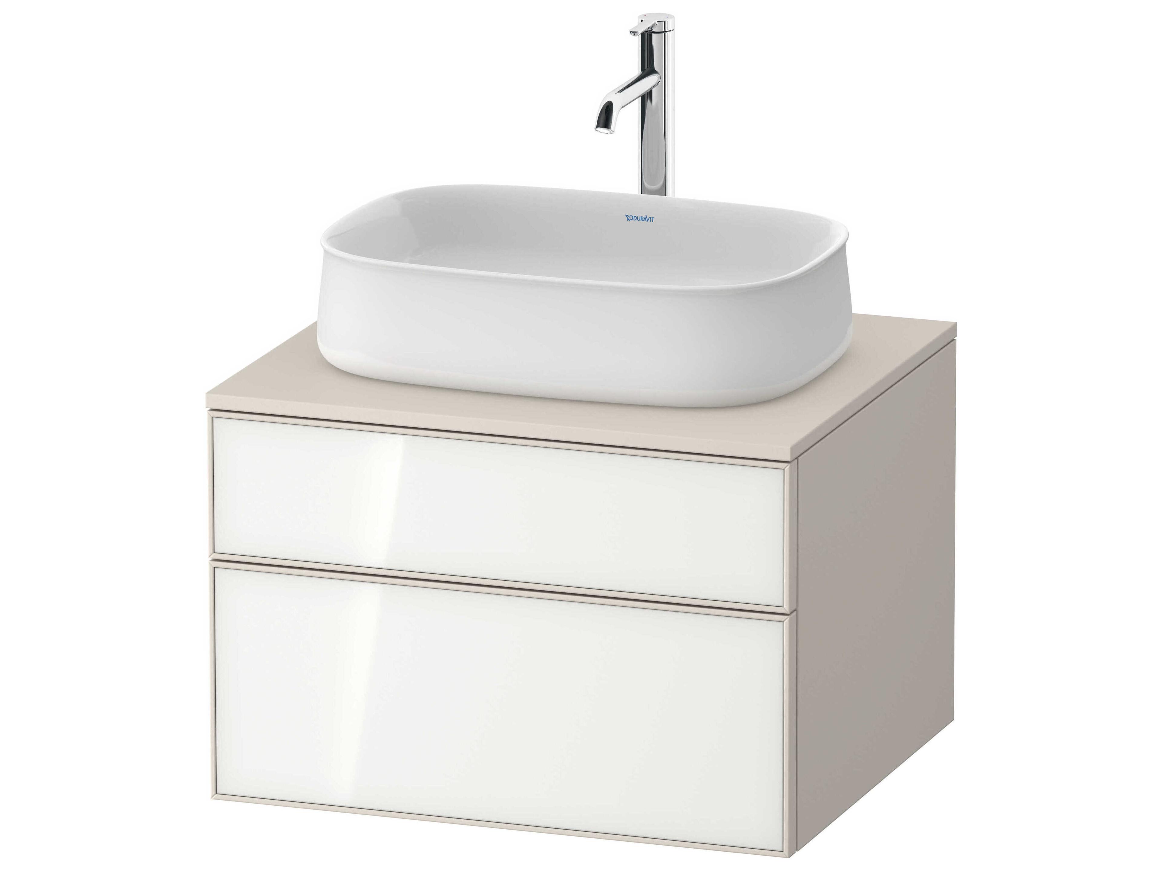 Zencha 26'' White/Taupe Super Matt Wall-Mounted Vanity Unit